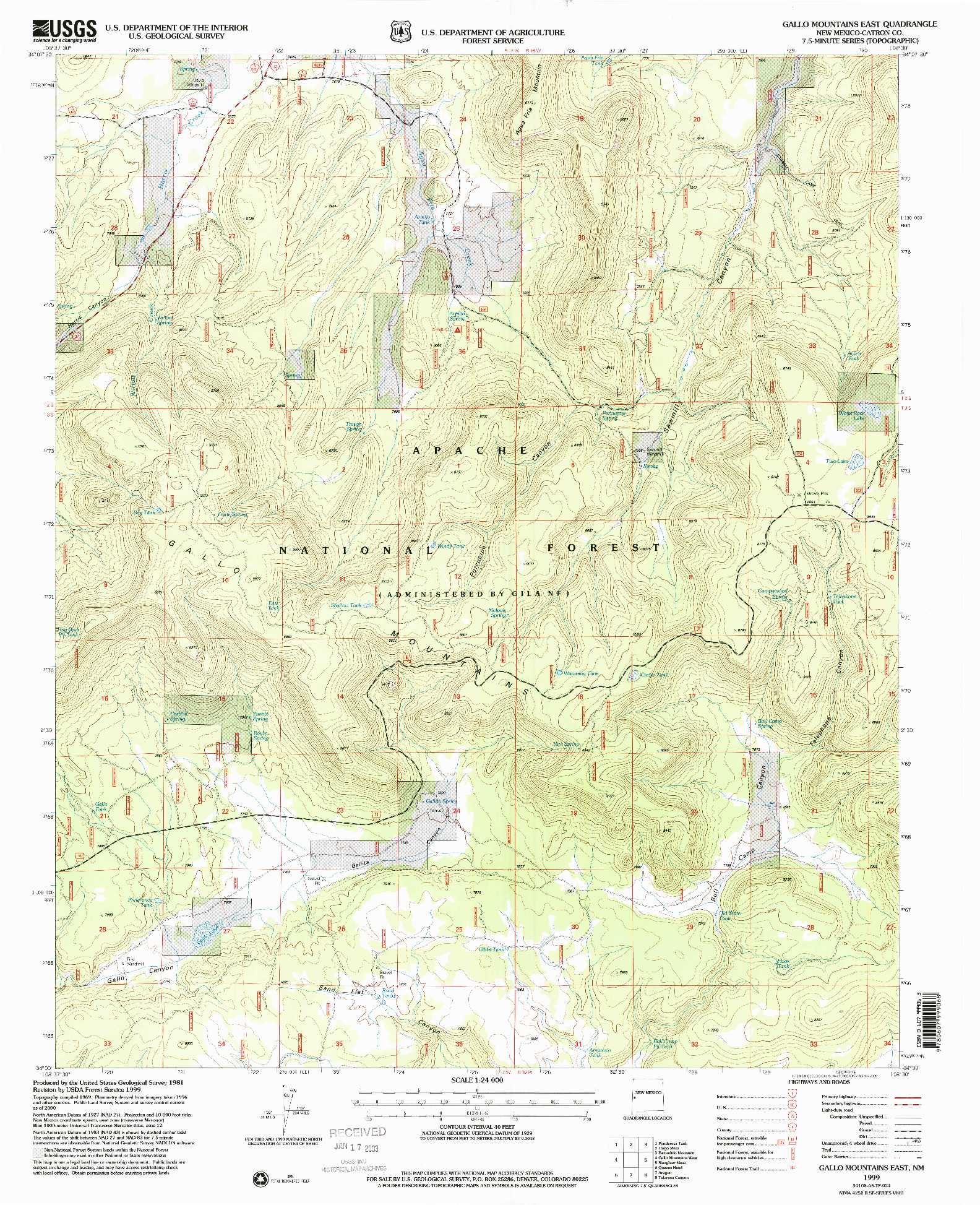 USGS 1:24000-SCALE QUADRANGLE FOR GALLO MOUNTAINS EAST, NM 1999