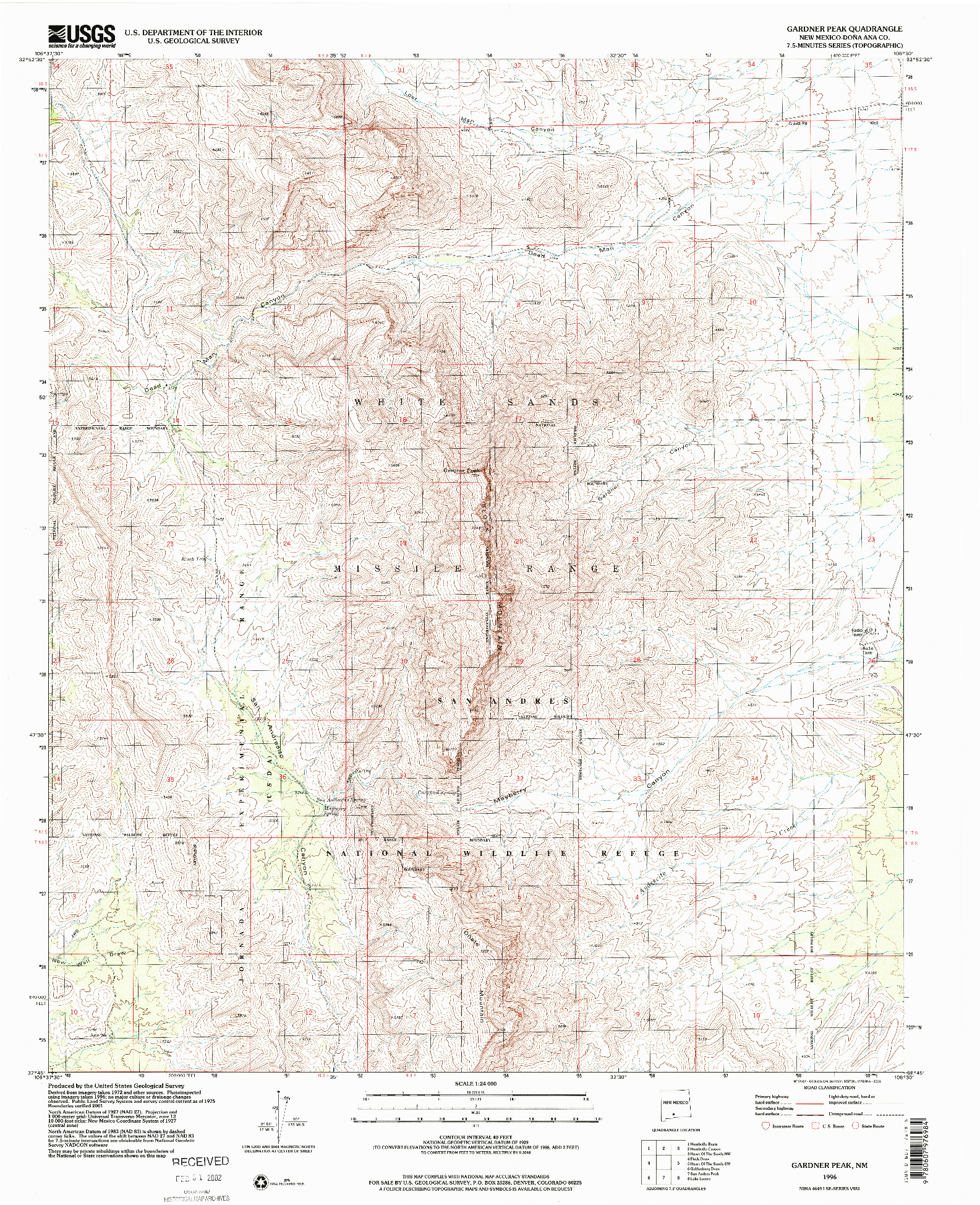 USGS 1:24000-SCALE QUADRANGLE FOR GARDNER PEAK, NM 1996