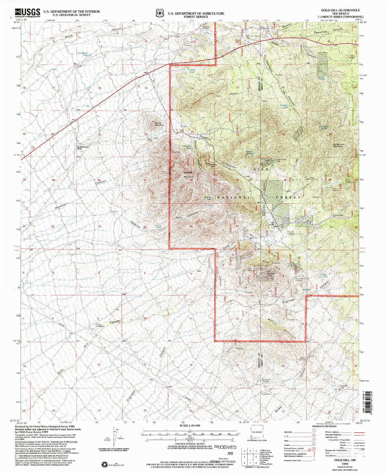 USGS 1:24000-SCALE QUADRANGLE FOR GOLD HILL, NM 1999