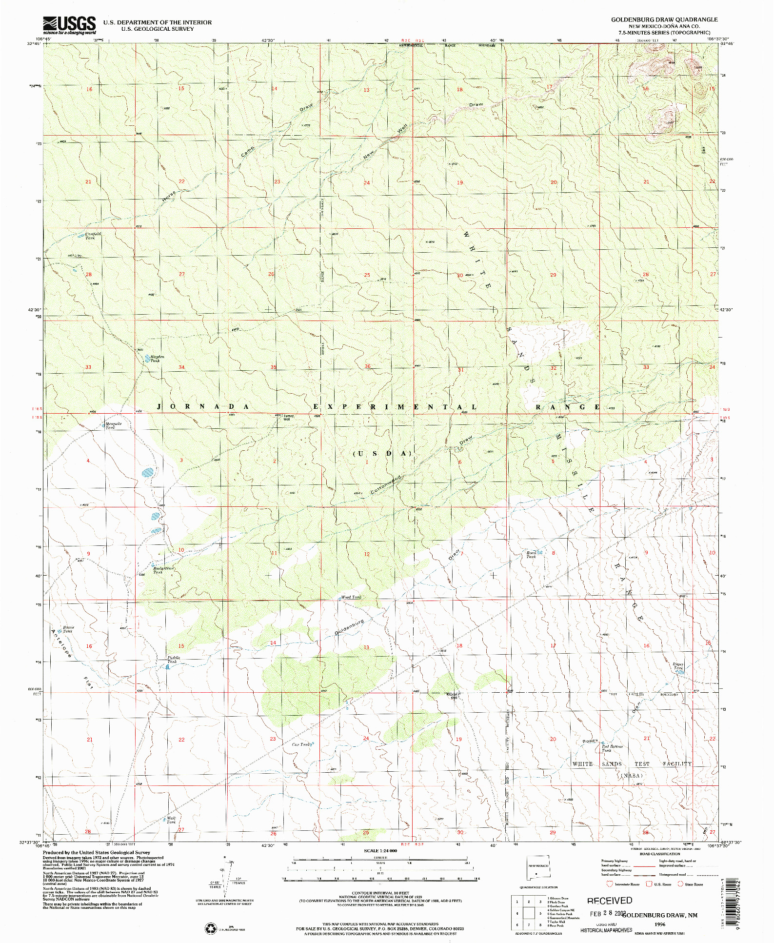 USGS 1:24000-SCALE QUADRANGLE FOR GOLDENBURG DRAW, NM 1996