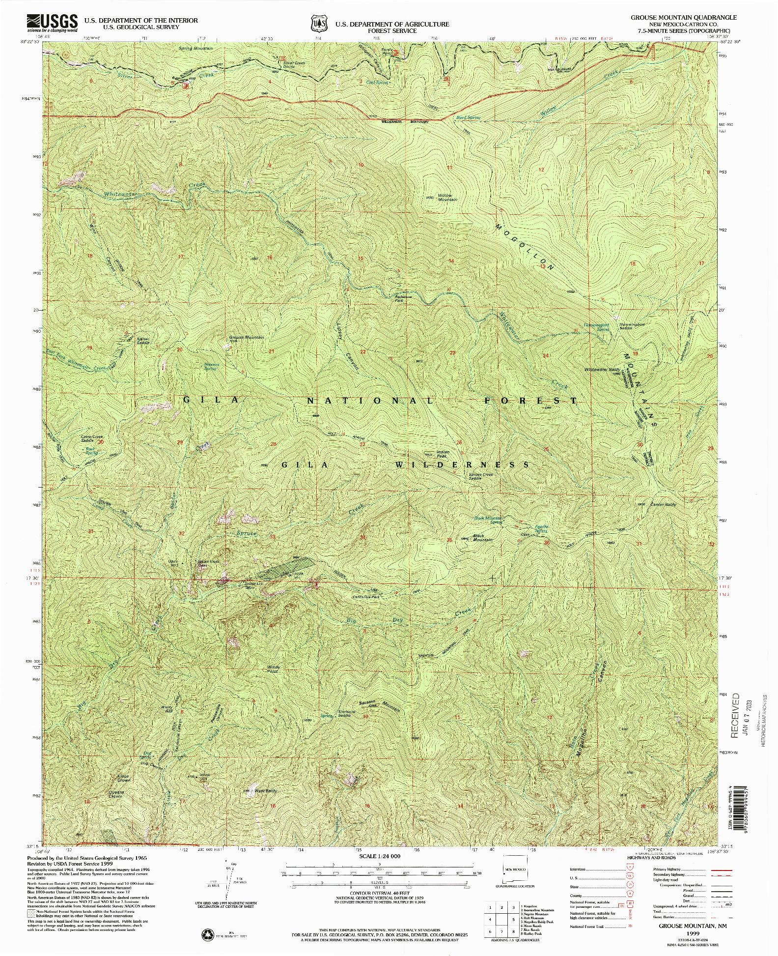 USGS 1:24000-SCALE QUADRANGLE FOR GROUSE MOUNTAIN, NM 1999