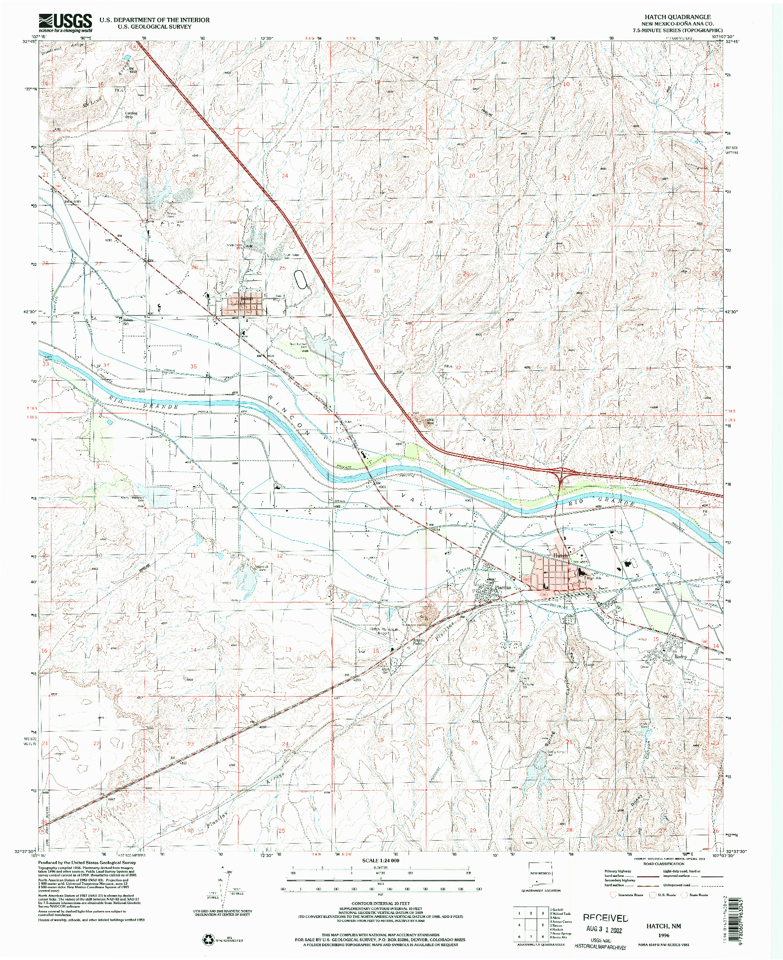 USGS 1:24000-SCALE QUADRANGLE FOR HATCH, NM 1996