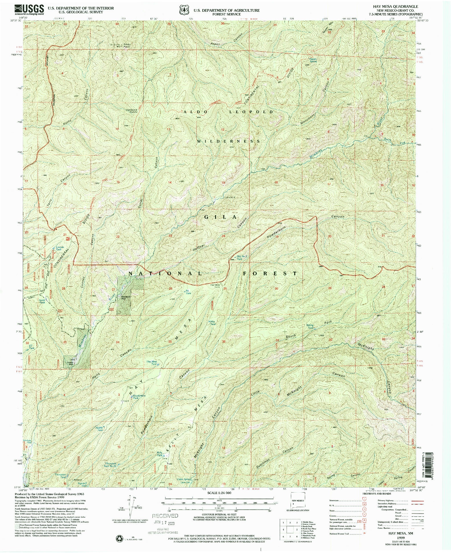 USGS 1:24000-SCALE QUADRANGLE FOR HAY MESA, NM 1999