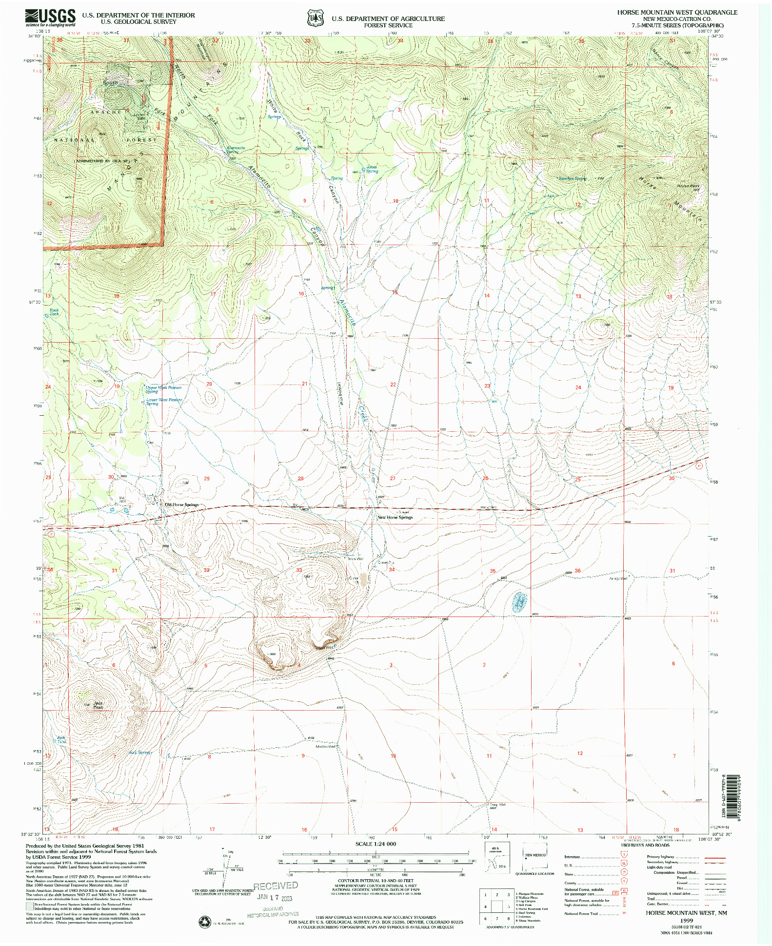 USGS 1:24000-SCALE QUADRANGLE FOR HORSE MOUNTAIN WEST, NM 1999