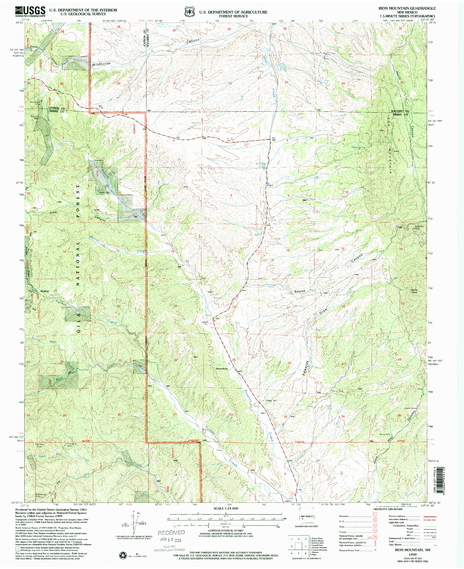 USGS 1:24000-SCALE QUADRANGLE FOR IRON MOUNTAIN, NM 1999