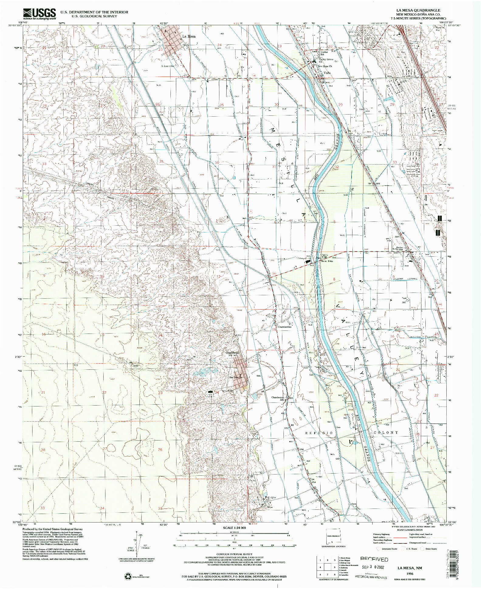 USGS 1:24000-SCALE QUADRANGLE FOR LA MESA, NM 1996