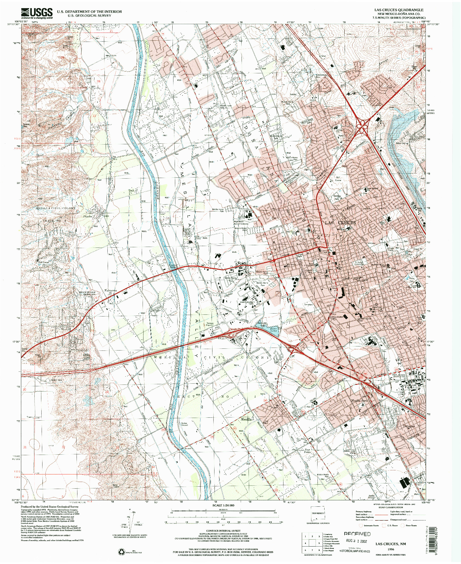 USGS 1:24000-SCALE QUADRANGLE FOR LAS CRUCES, NM 1996