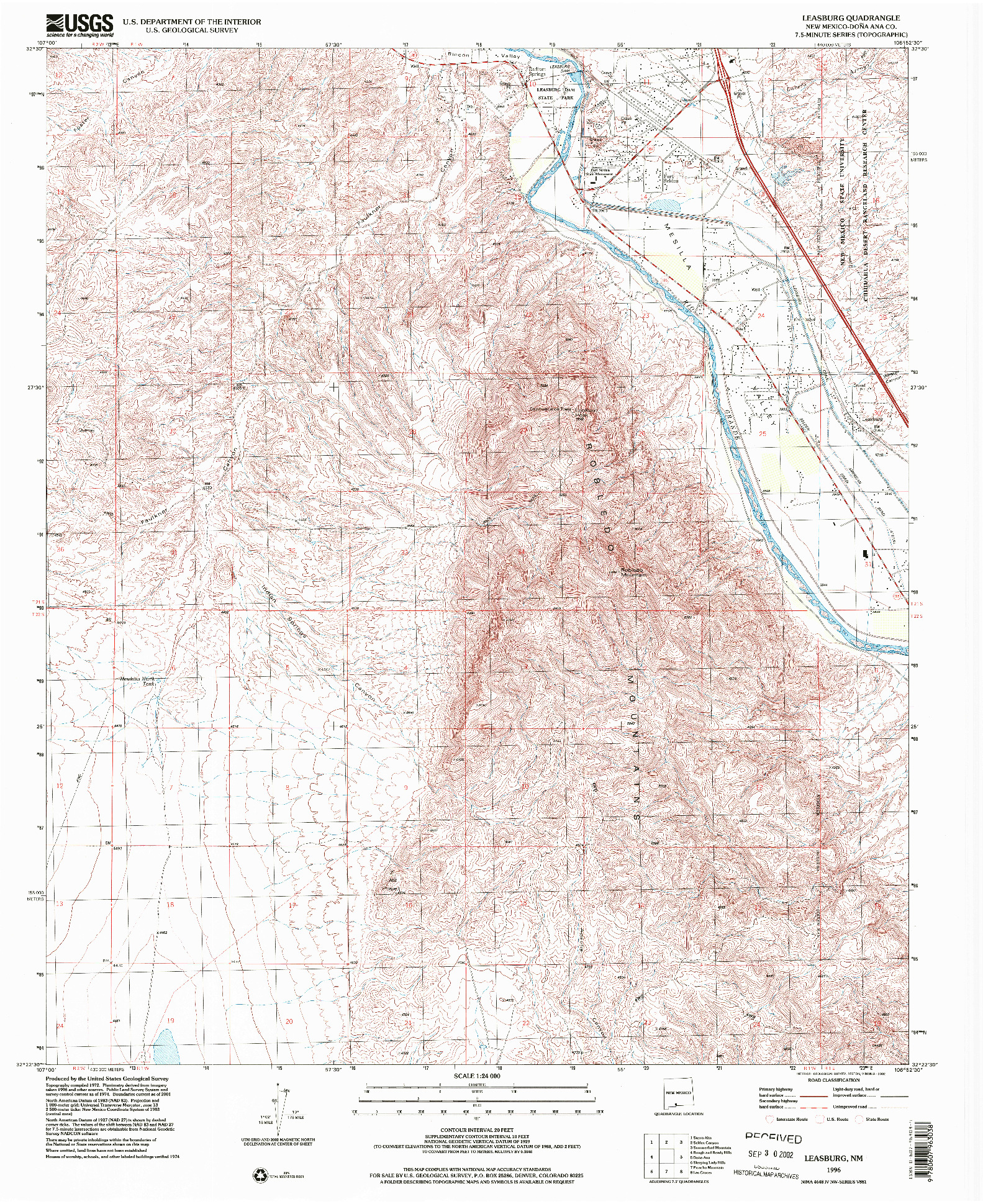 USGS 1:24000-SCALE QUADRANGLE FOR LEASBURG, NM 1996