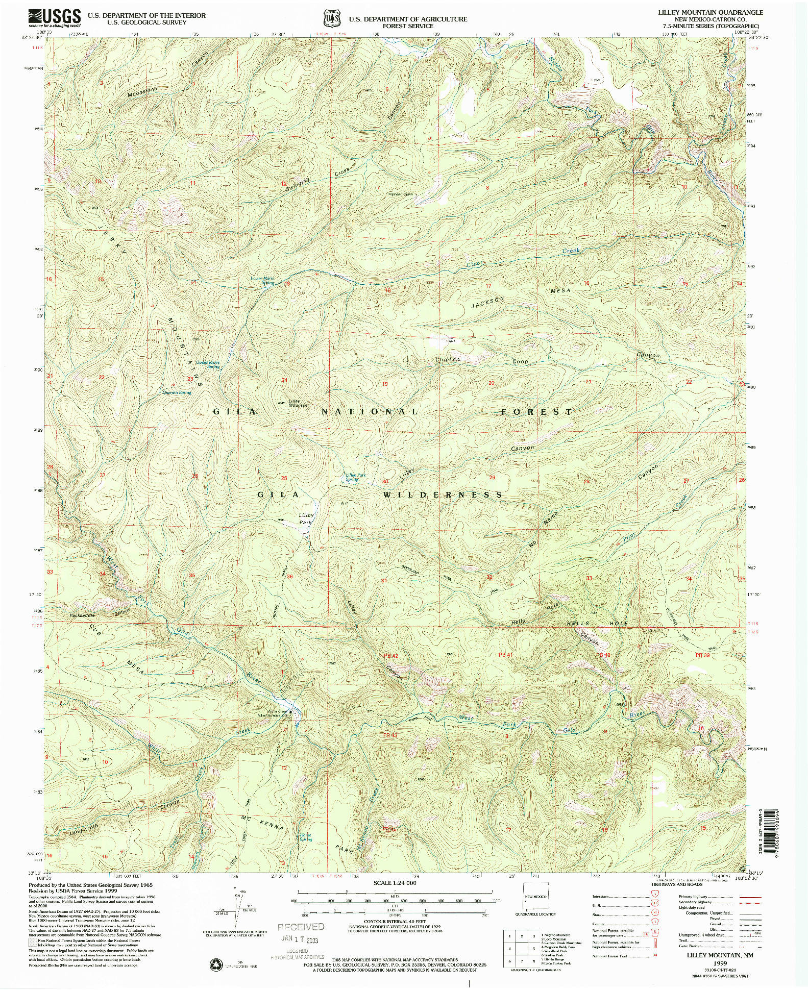 USGS 1:24000-SCALE QUADRANGLE FOR LILLEY MOUNTAIN, NM 1999