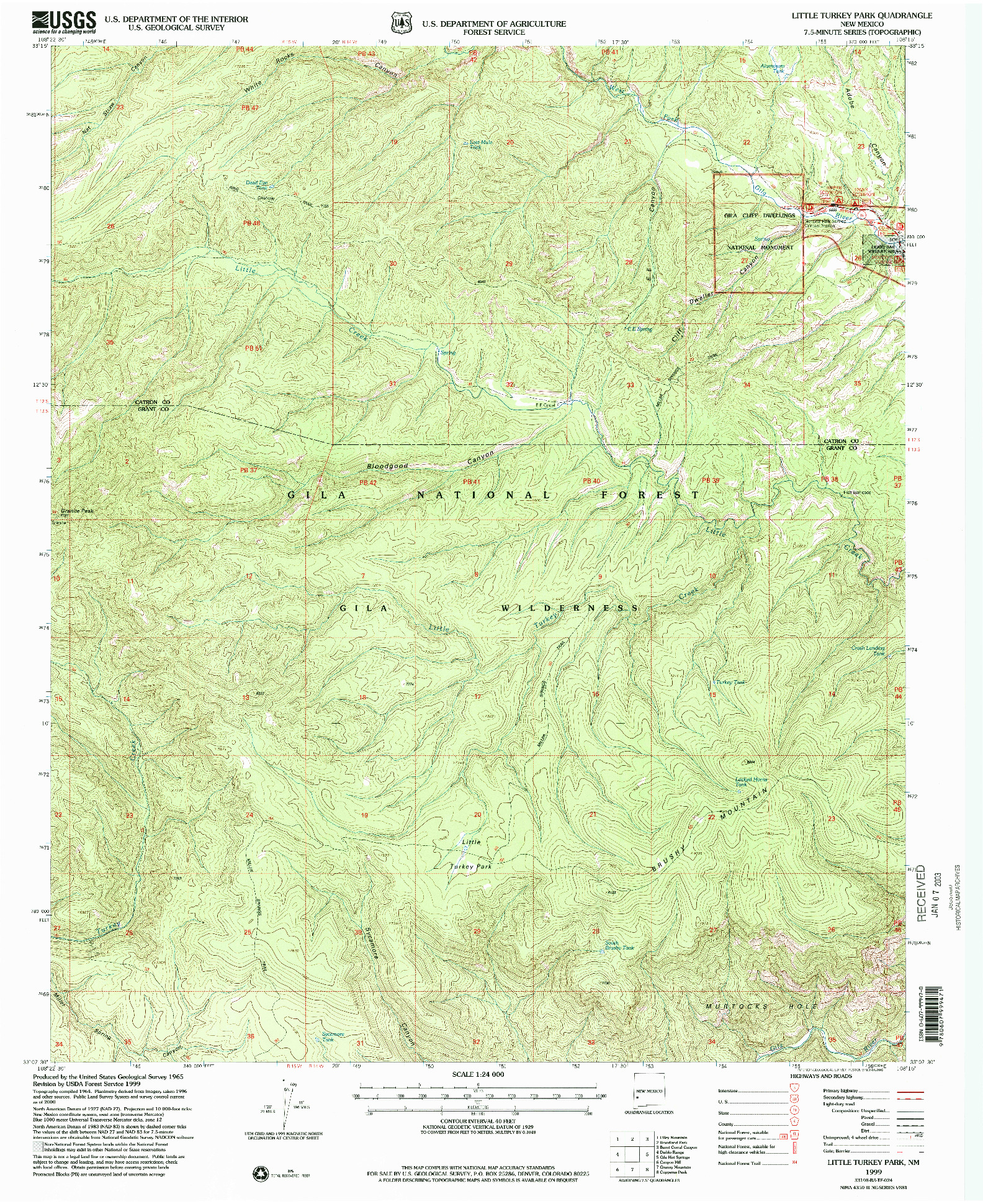 USGS 1:24000-SCALE QUADRANGLE FOR LITTLE TURKEY PARK, NM 1999