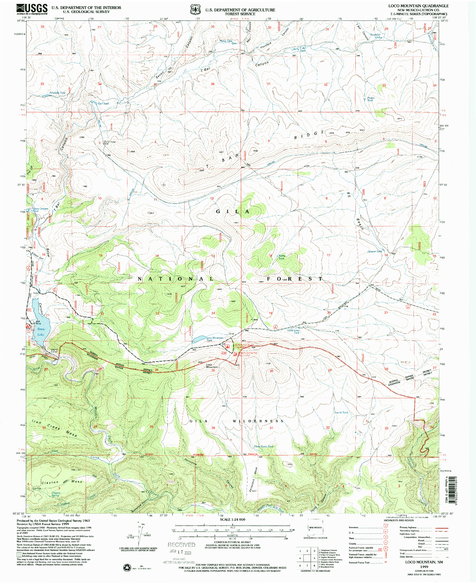 USGS 1:24000-SCALE QUADRANGLE FOR LOCO MOUNTAIN, NM 1999