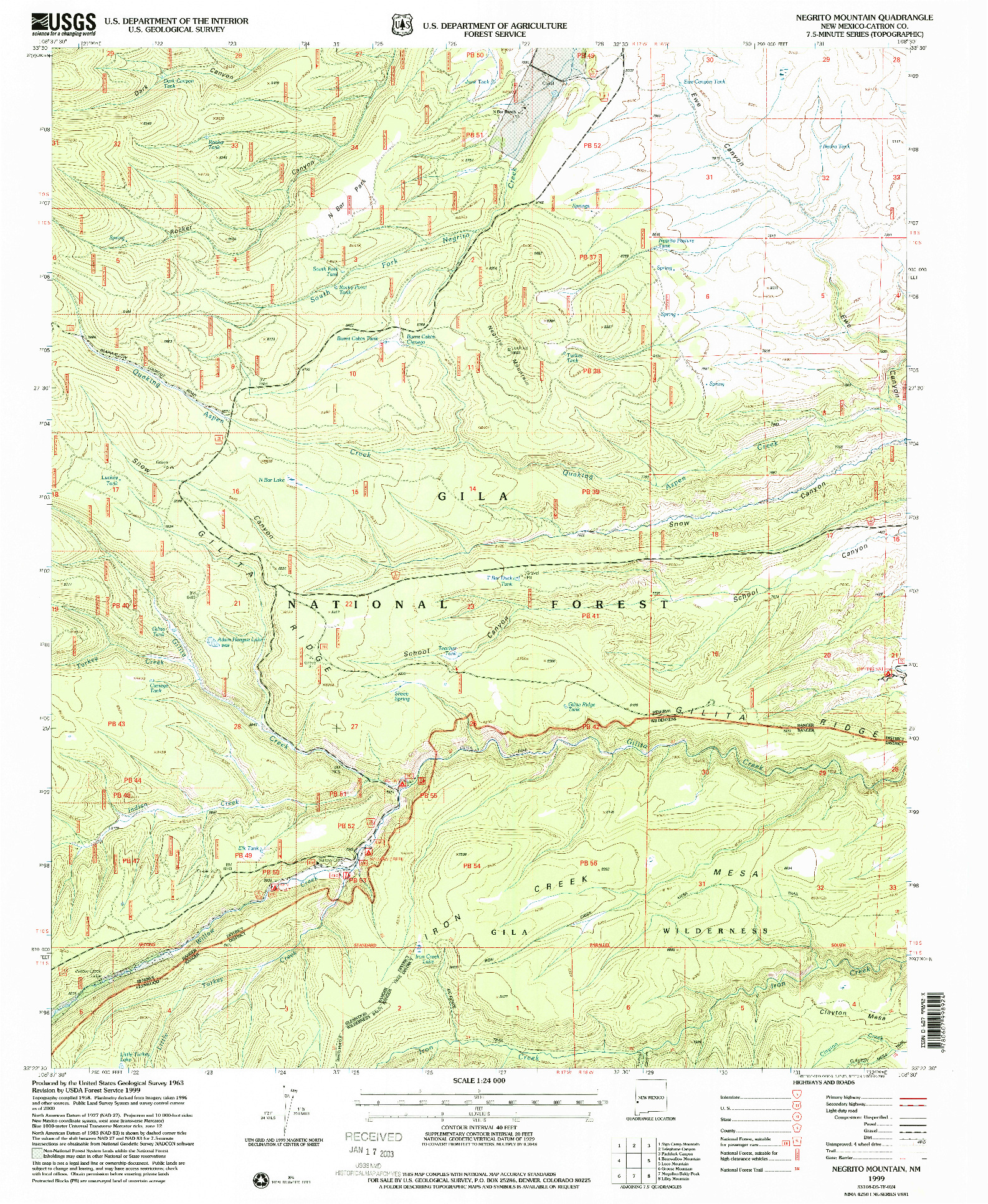 USGS 1:24000-SCALE QUADRANGLE FOR NEGRITO MOUNTAIN, NM 1999