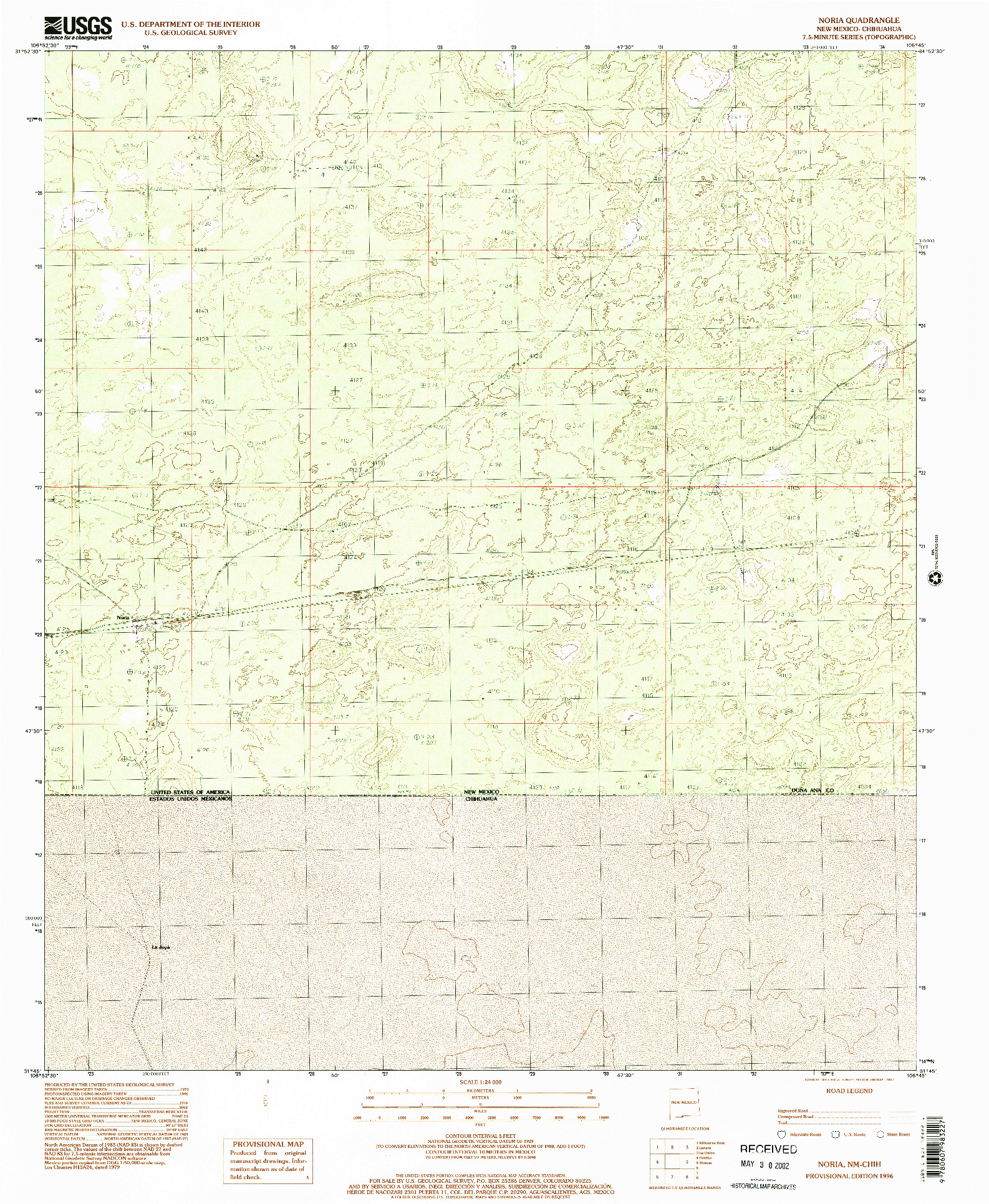 USGS 1:24000-SCALE QUADRANGLE FOR NORIA, NM 1996