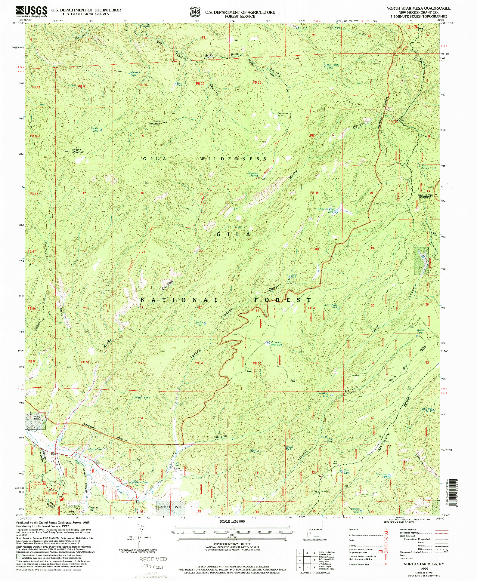 USGS 1:24000-SCALE QUADRANGLE FOR NORTH STAR MESA, NM 1999