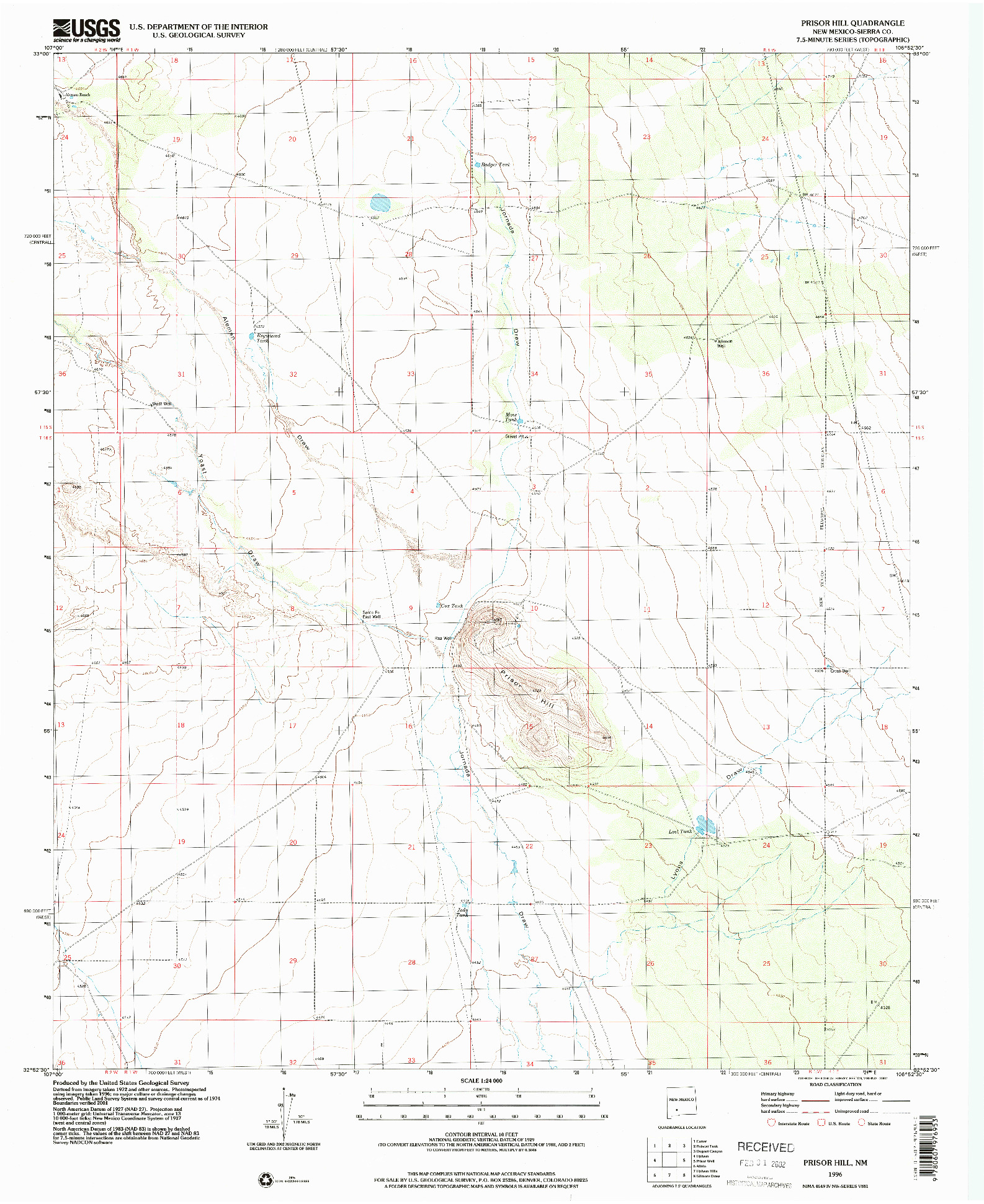 USGS 1:24000-SCALE QUADRANGLE FOR PRISOR HILL, NM 1996