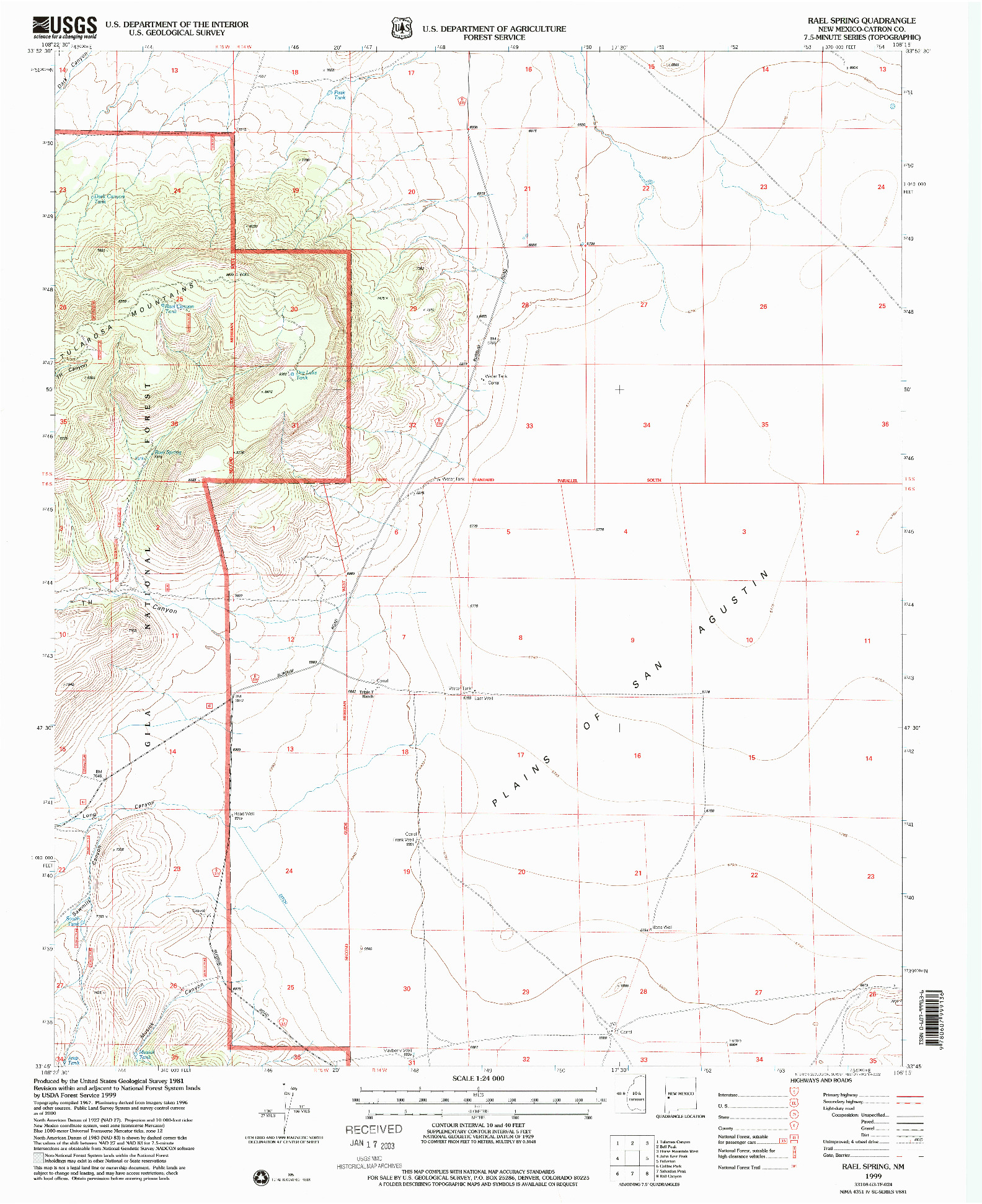 USGS 1:24000-SCALE QUADRANGLE FOR RAEL SPRING, NM 1999