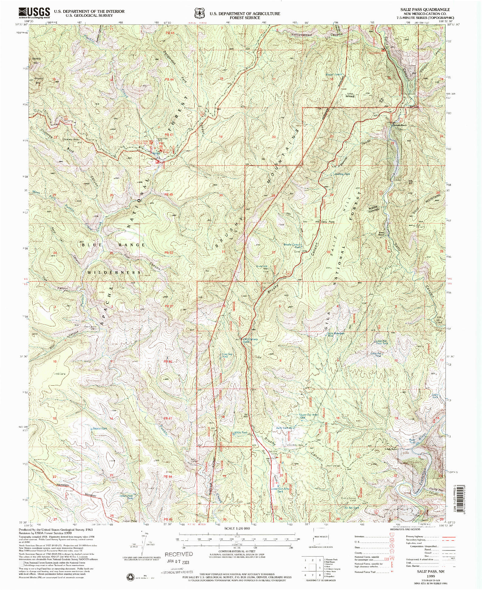 USGS 1:24000-SCALE QUADRANGLE FOR SALIZ PASS, NM 1999