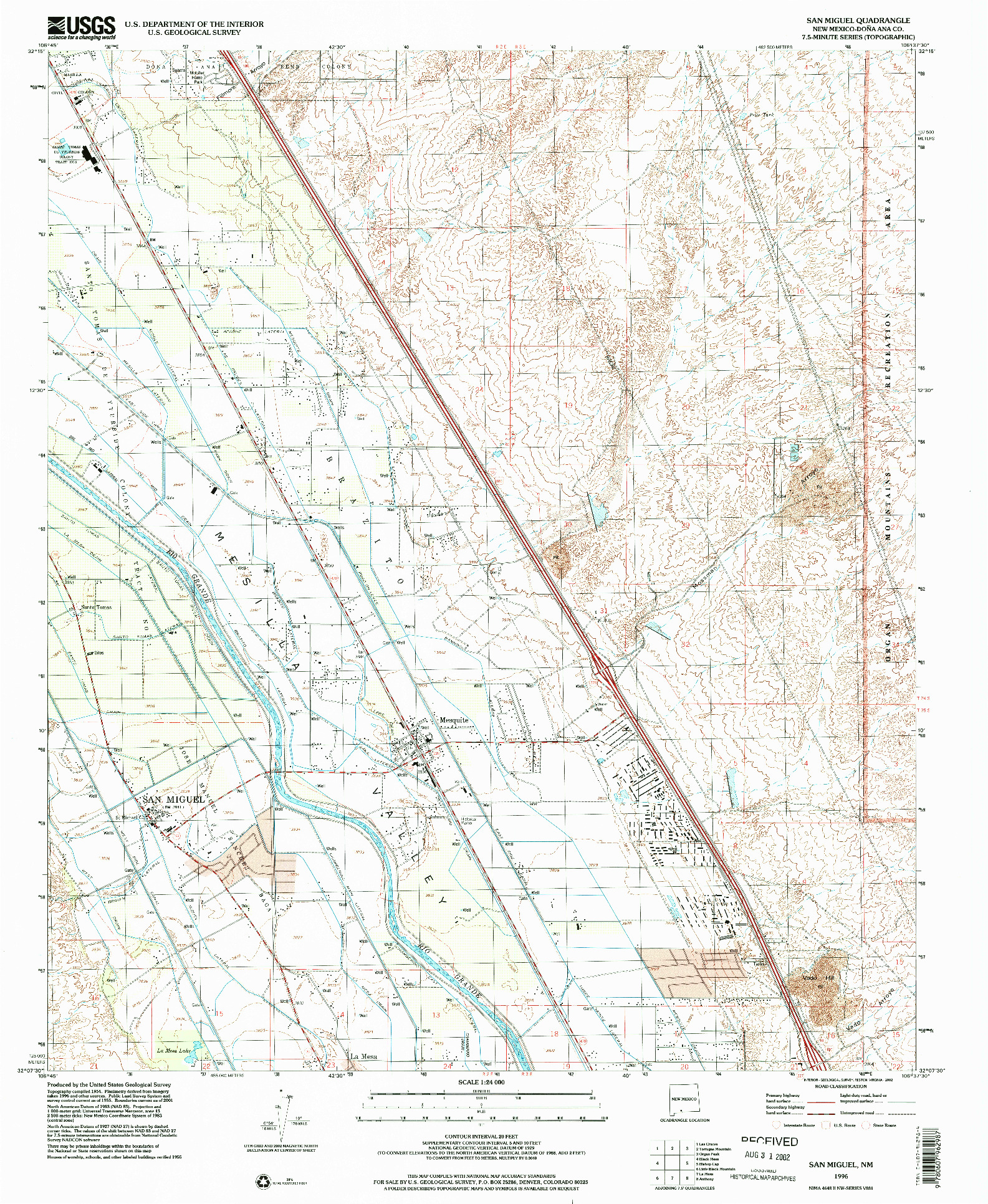 USGS 1:24000-SCALE QUADRANGLE FOR SAN MIGUEL, NM 1996