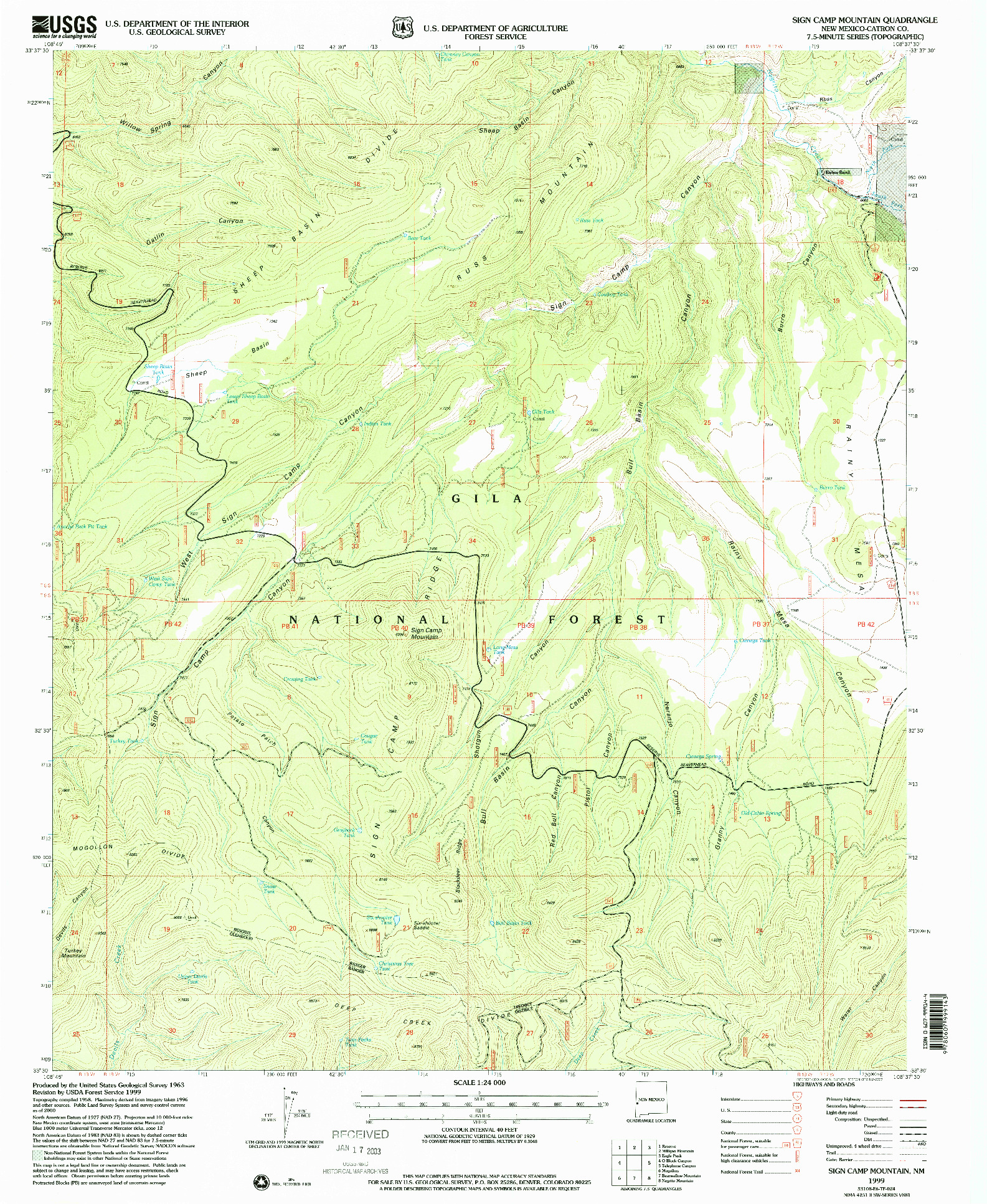 USGS 1:24000-SCALE QUADRANGLE FOR SIGN CAMP MOUNTAIN, NM 1999