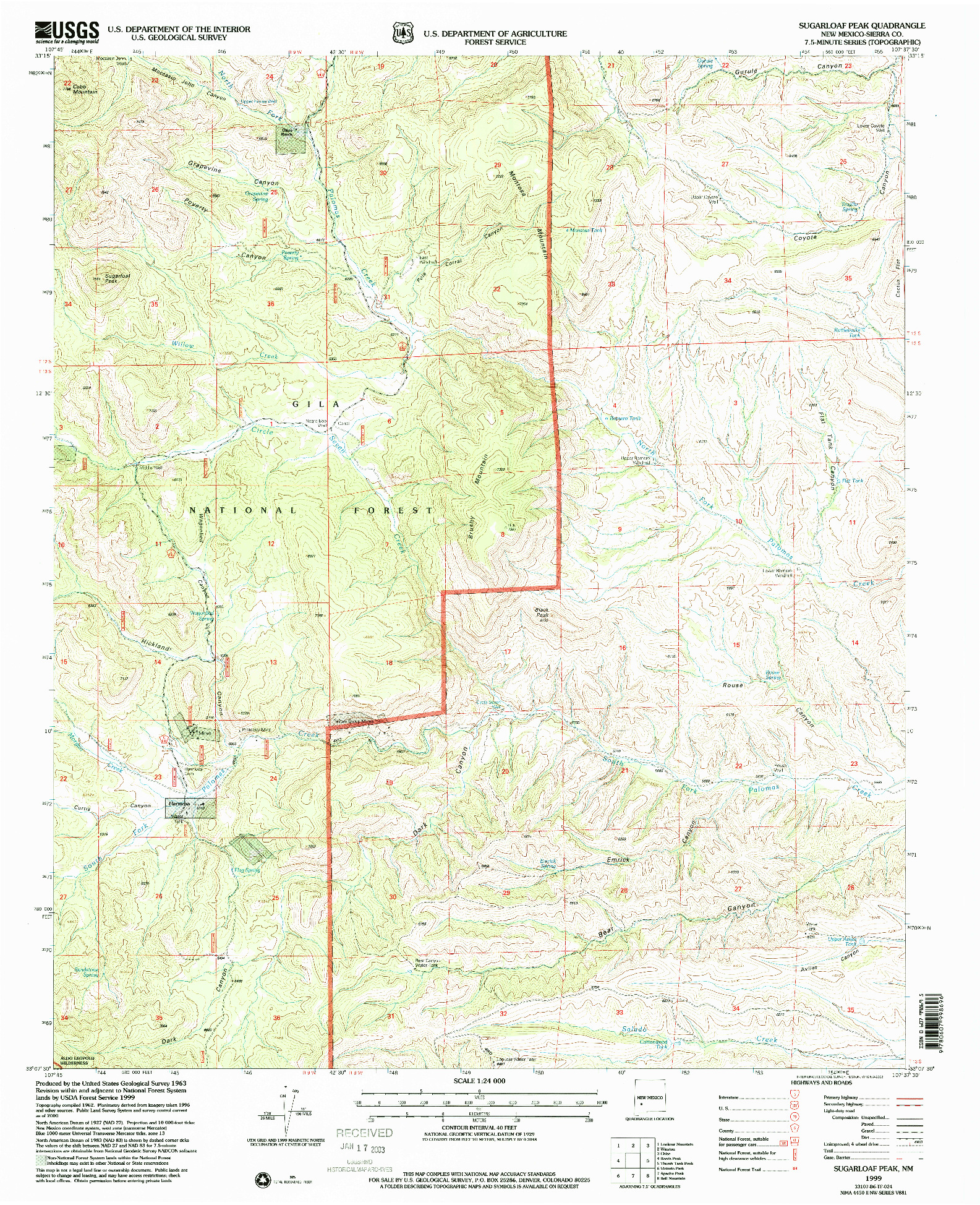 USGS 1:24000-SCALE QUADRANGLE FOR SUGARLOAF PEAK, NM 1999