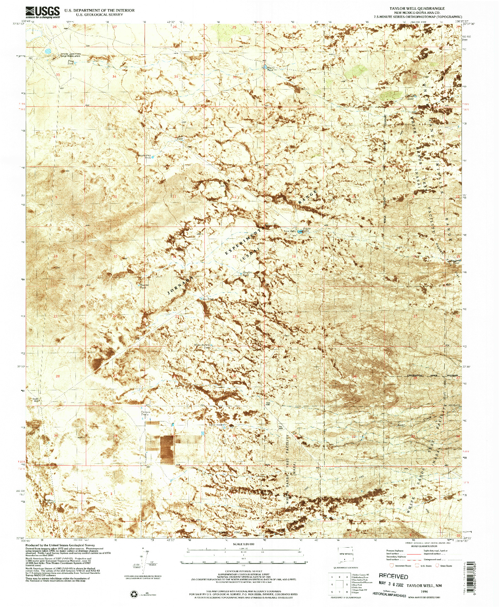USGS 1:24000-SCALE QUADRANGLE FOR TAYLOR WELL, NM 1996