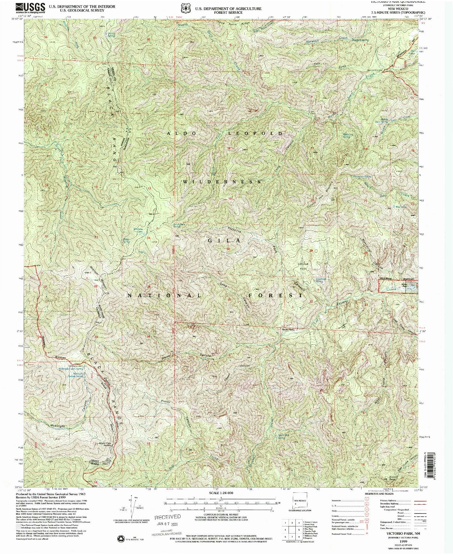 USGS 1:24000-SCALE QUADRANGLE FOR VICTORIO PARK, NM 1999