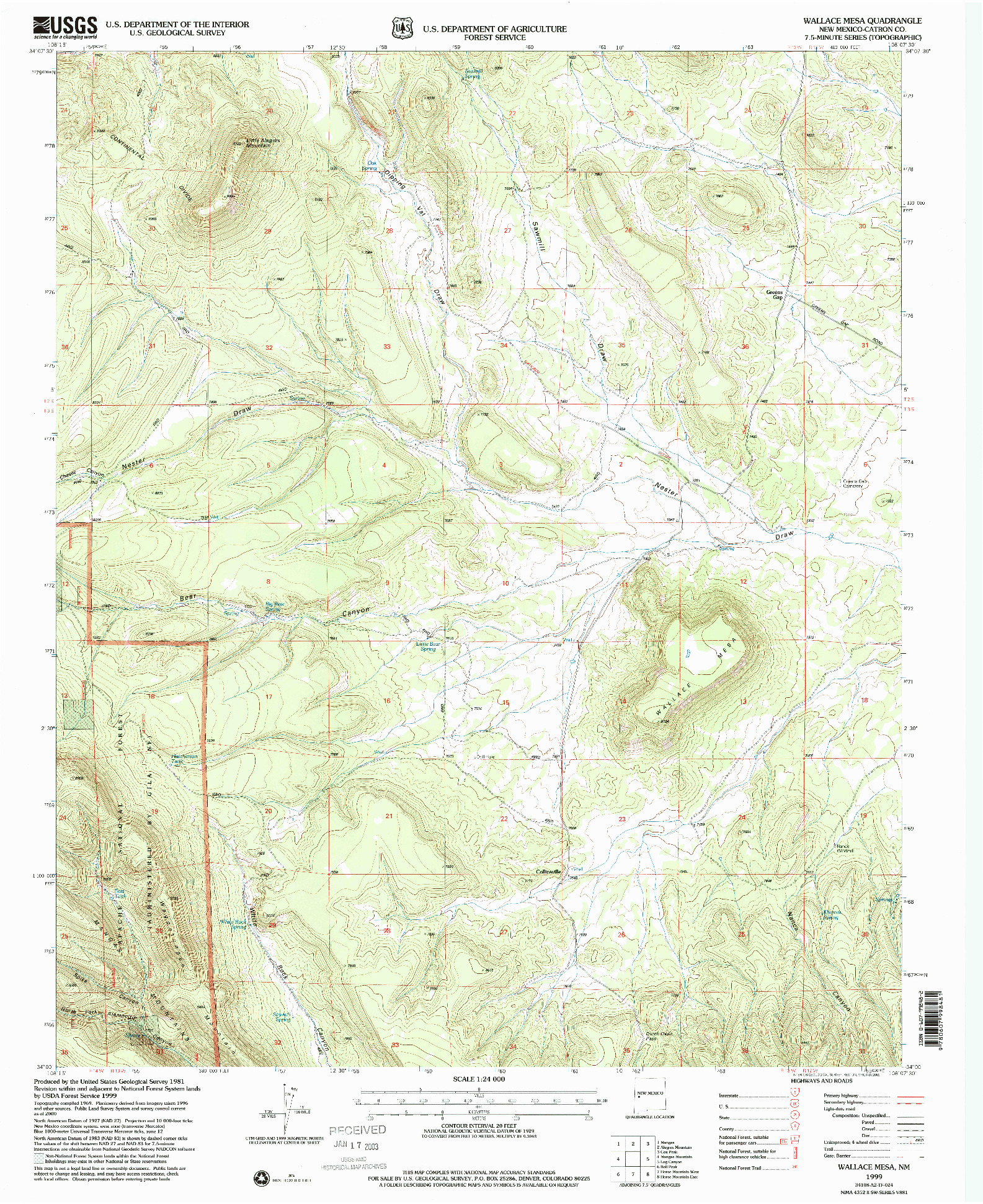 USGS 1:24000-SCALE QUADRANGLE FOR WALLACE MESA, NM 1999