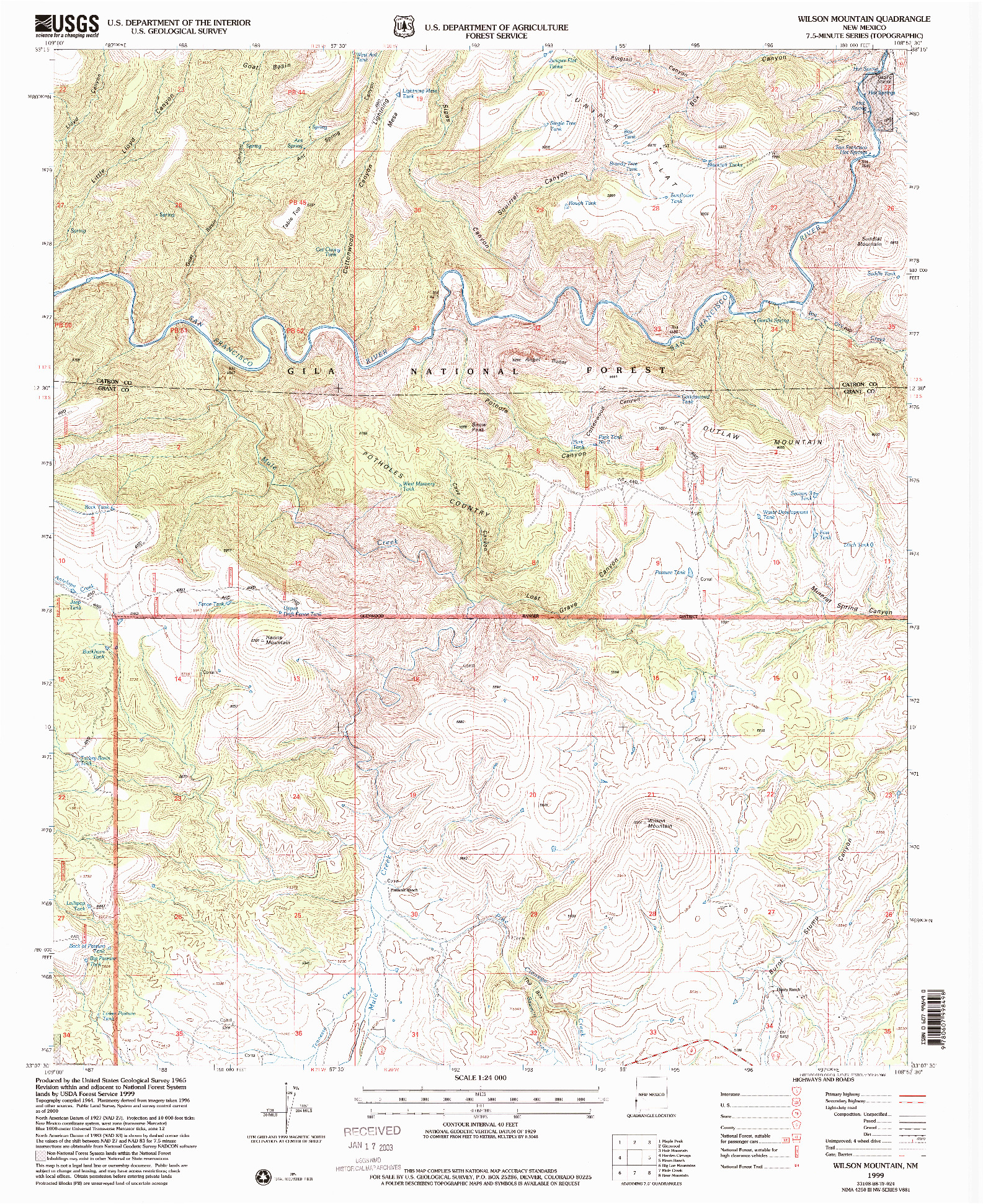 USGS 1:24000-SCALE QUADRANGLE FOR WILSON MOUNTAIN, NM 1999