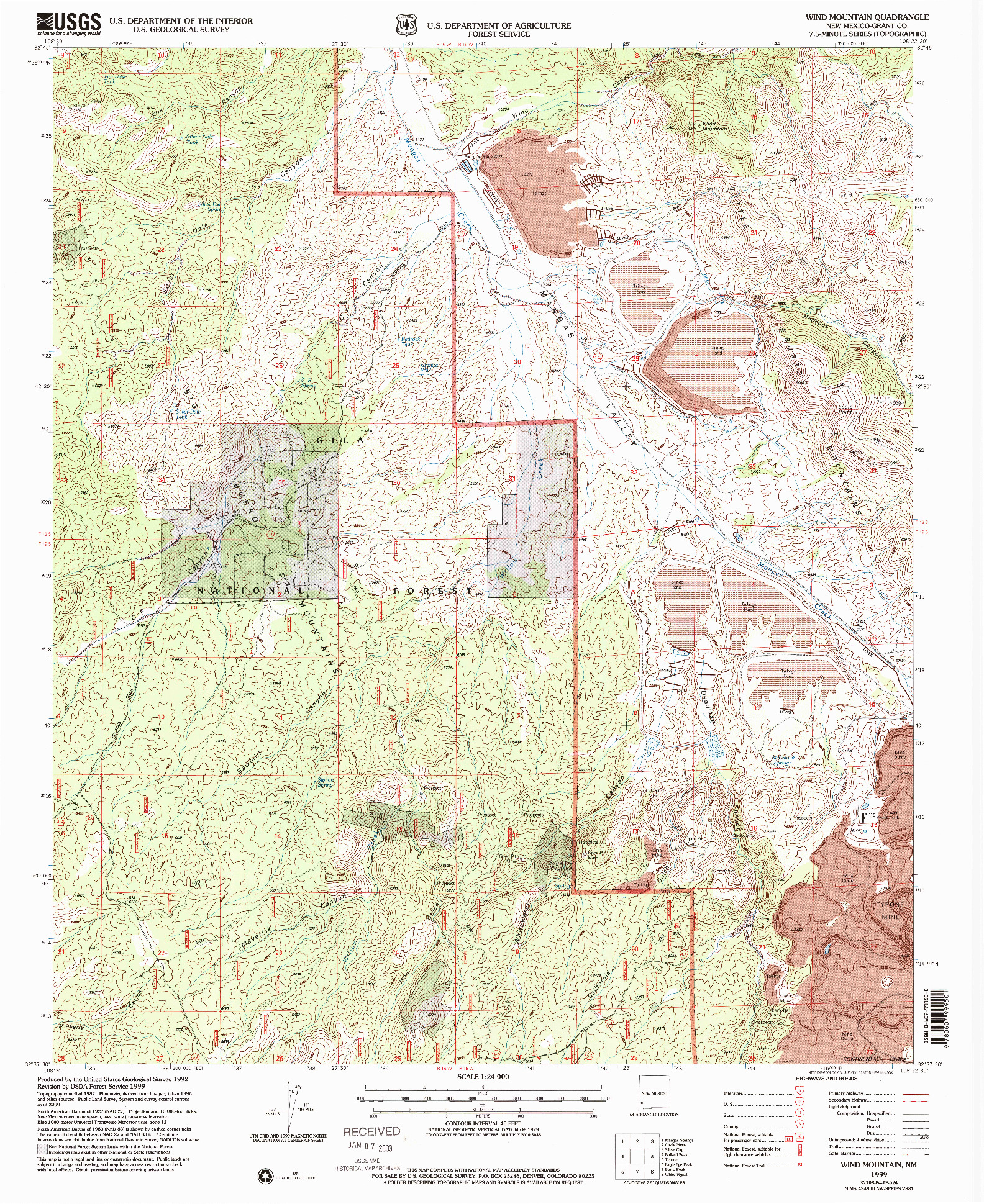 USGS 1:24000-SCALE QUADRANGLE FOR WIND MOUNTAIN, NM 1999
