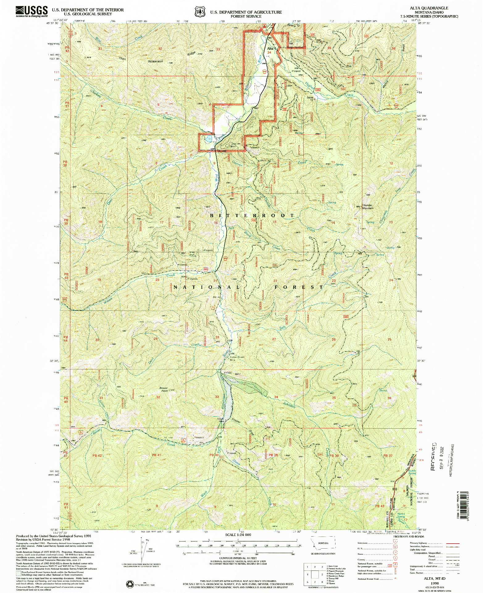 USGS 1:24000-SCALE QUADRANGLE FOR ALTA, MT 1998