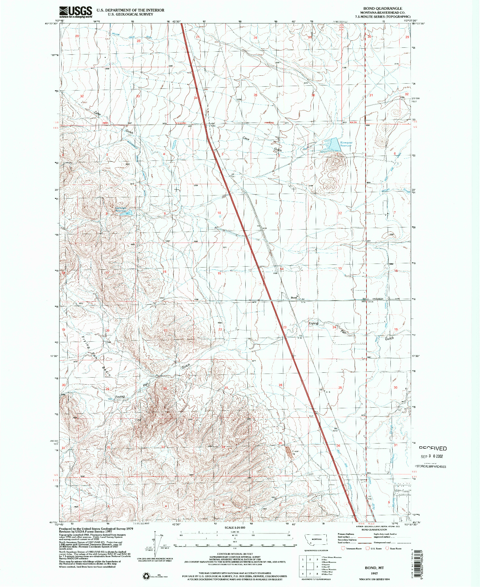USGS 1:24000-SCALE QUADRANGLE FOR BOND, MT 1997