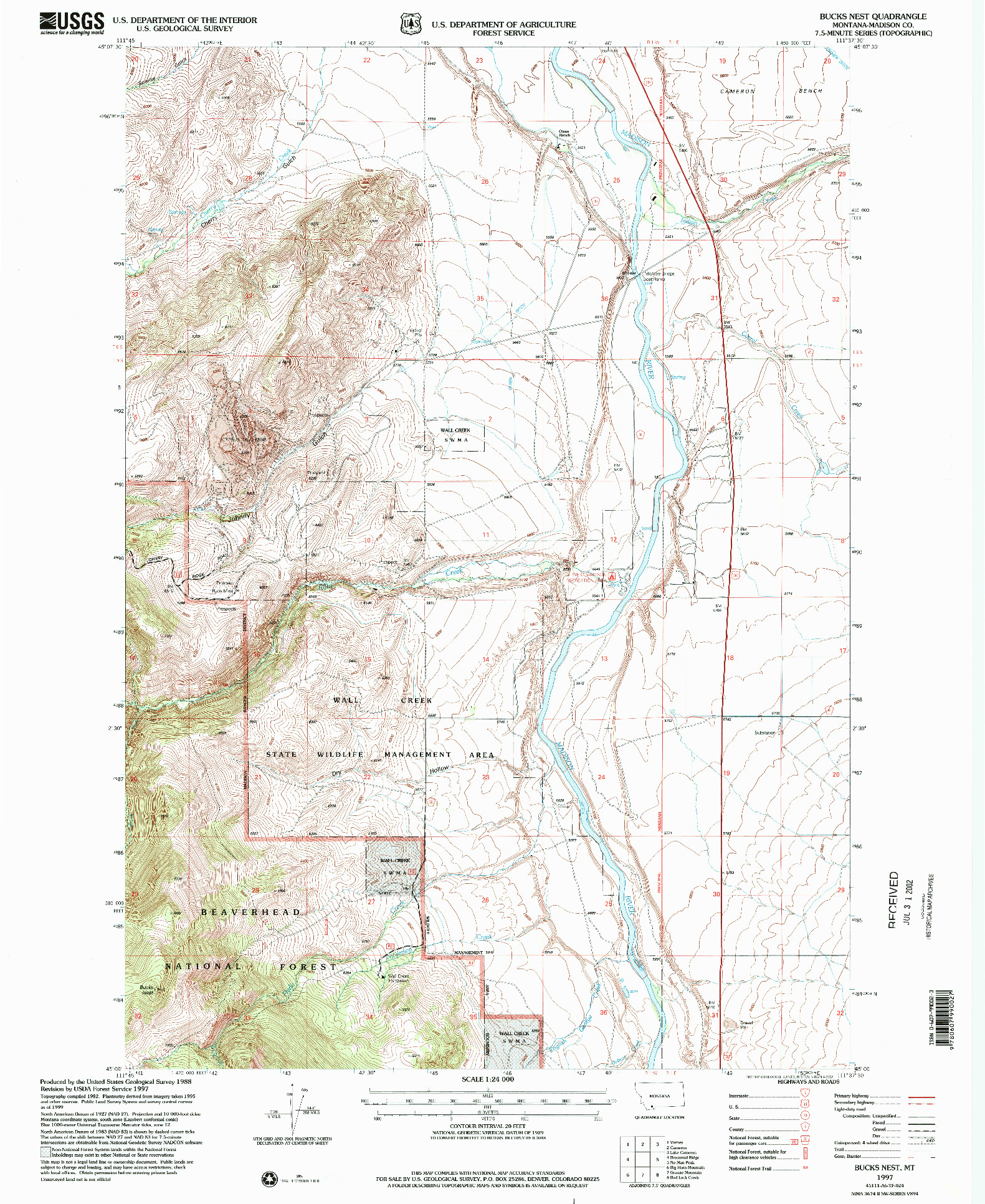 USGS 1:24000-SCALE QUADRANGLE FOR BUCKS NEST, MT 1997