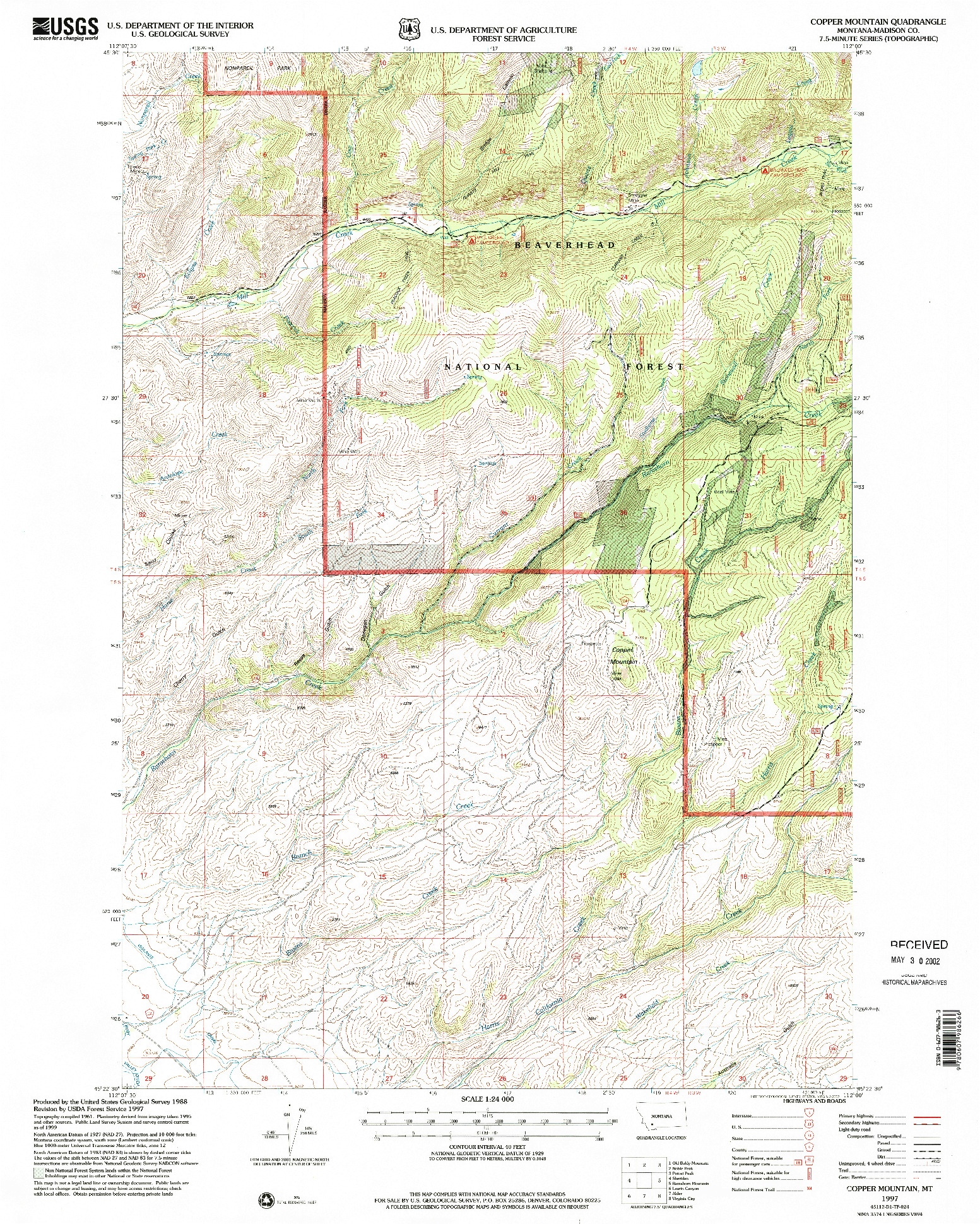 USGS 1:24000-SCALE QUADRANGLE FOR COPPER MOUNTAIN, MT 1997