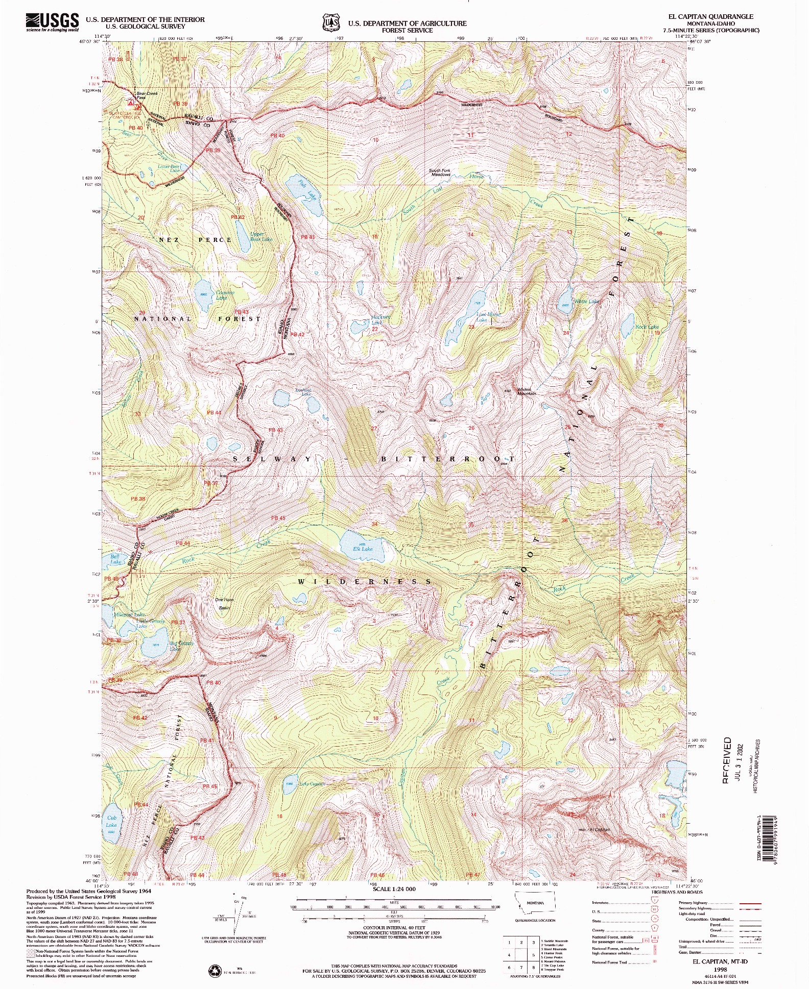USGS 1:24000-SCALE QUADRANGLE FOR EL CAPITAN, MT 1998