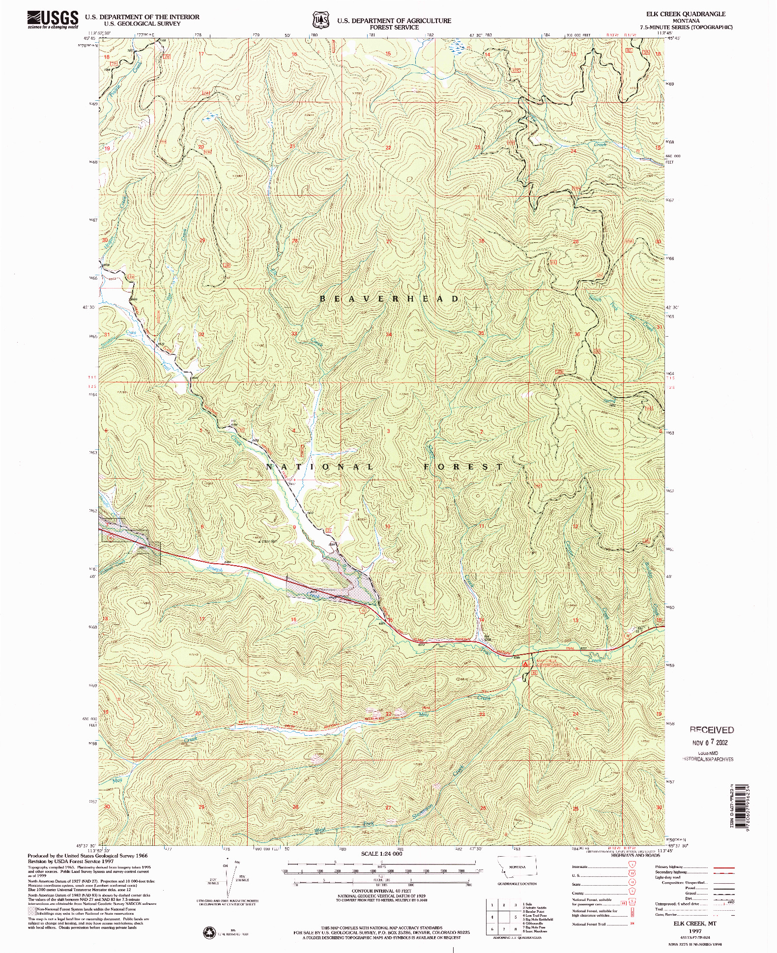 USGS 1:24000-SCALE QUADRANGLE FOR ELK CREEK, MT 1997