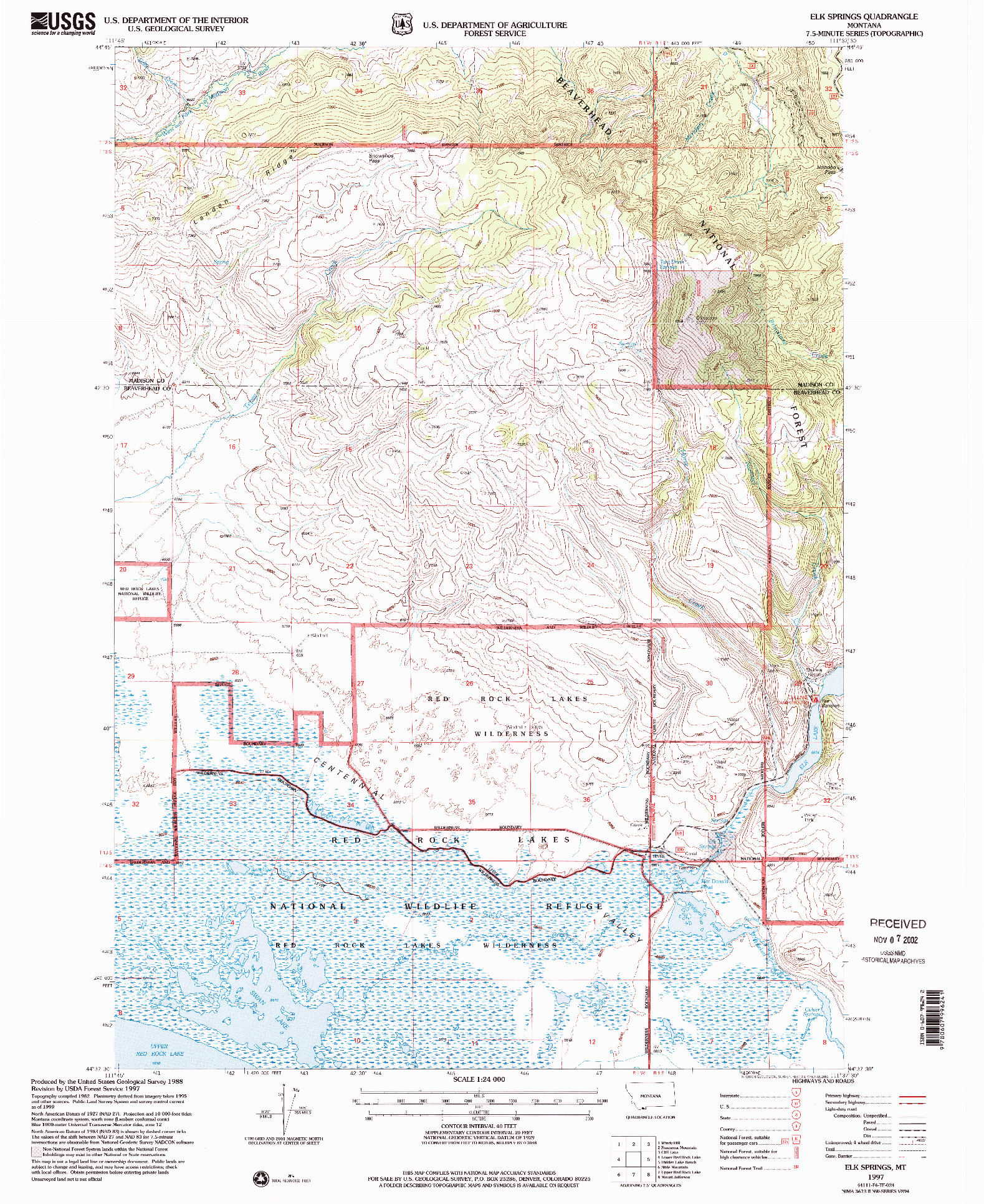 USGS 1:24000-SCALE QUADRANGLE FOR ELK SPRINGS, MT 1997