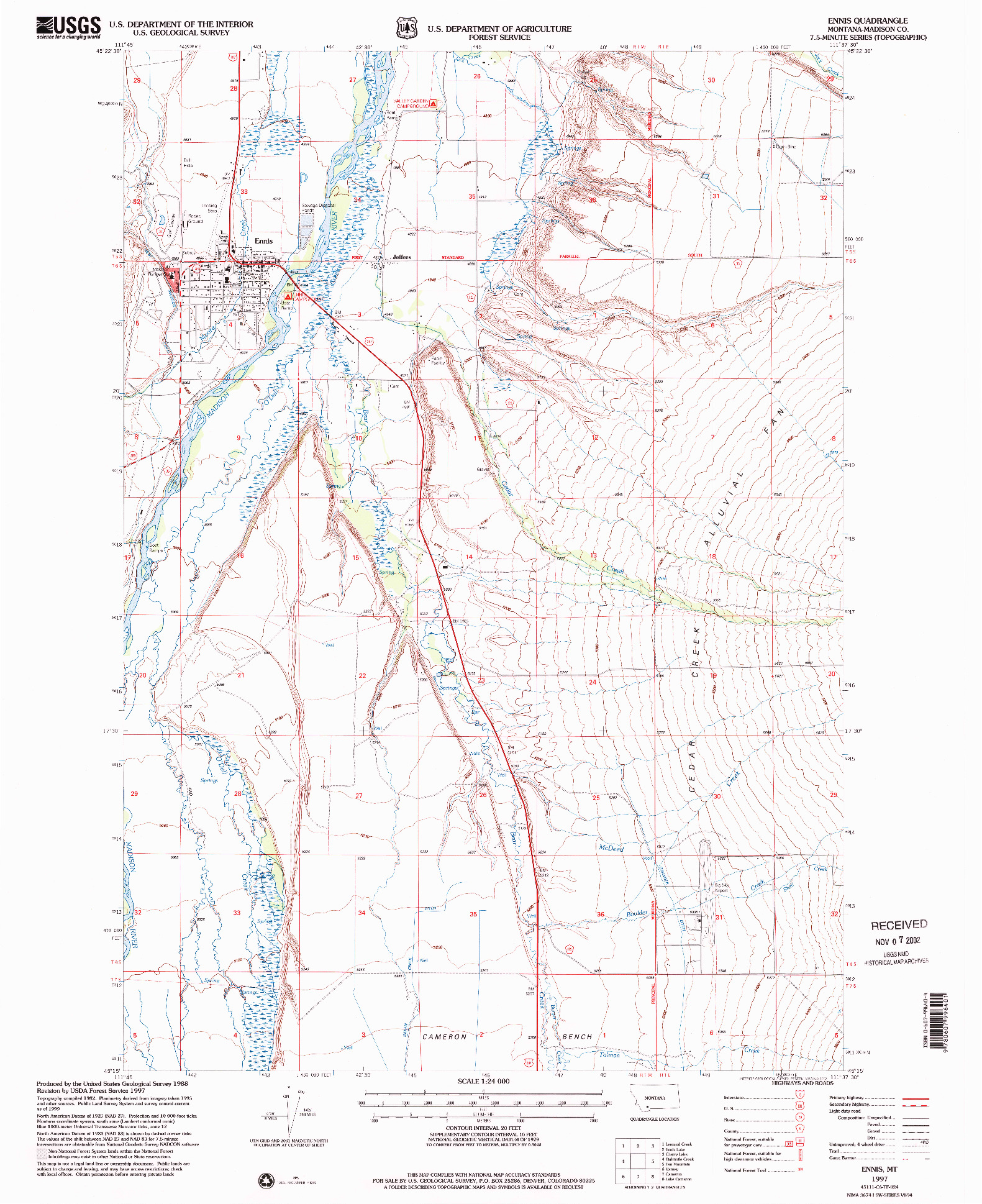 USGS 1:24000-SCALE QUADRANGLE FOR ENNIS, MT 1997