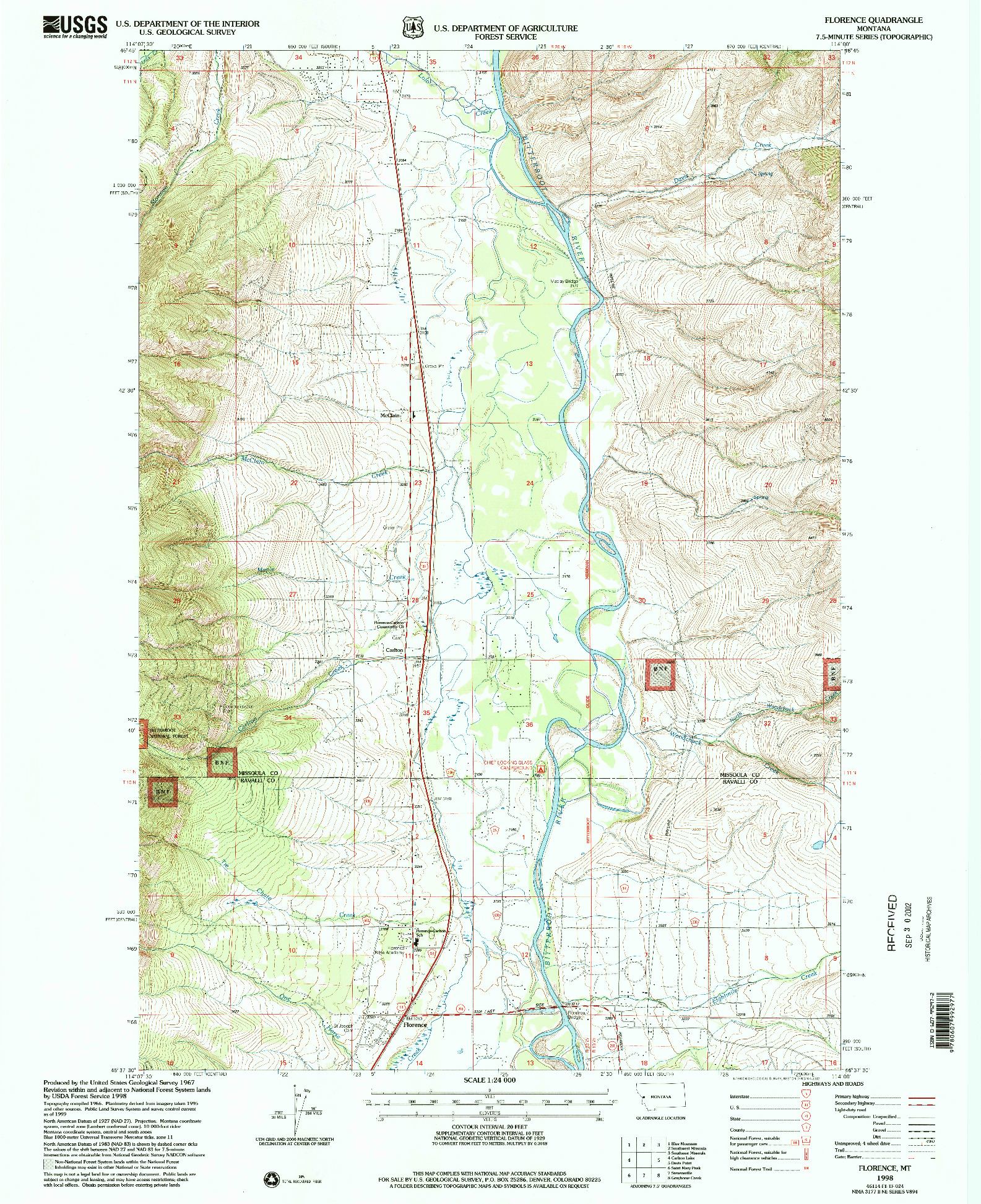 USGS 1:24000-SCALE QUADRANGLE FOR FLORENCE, MT 1998