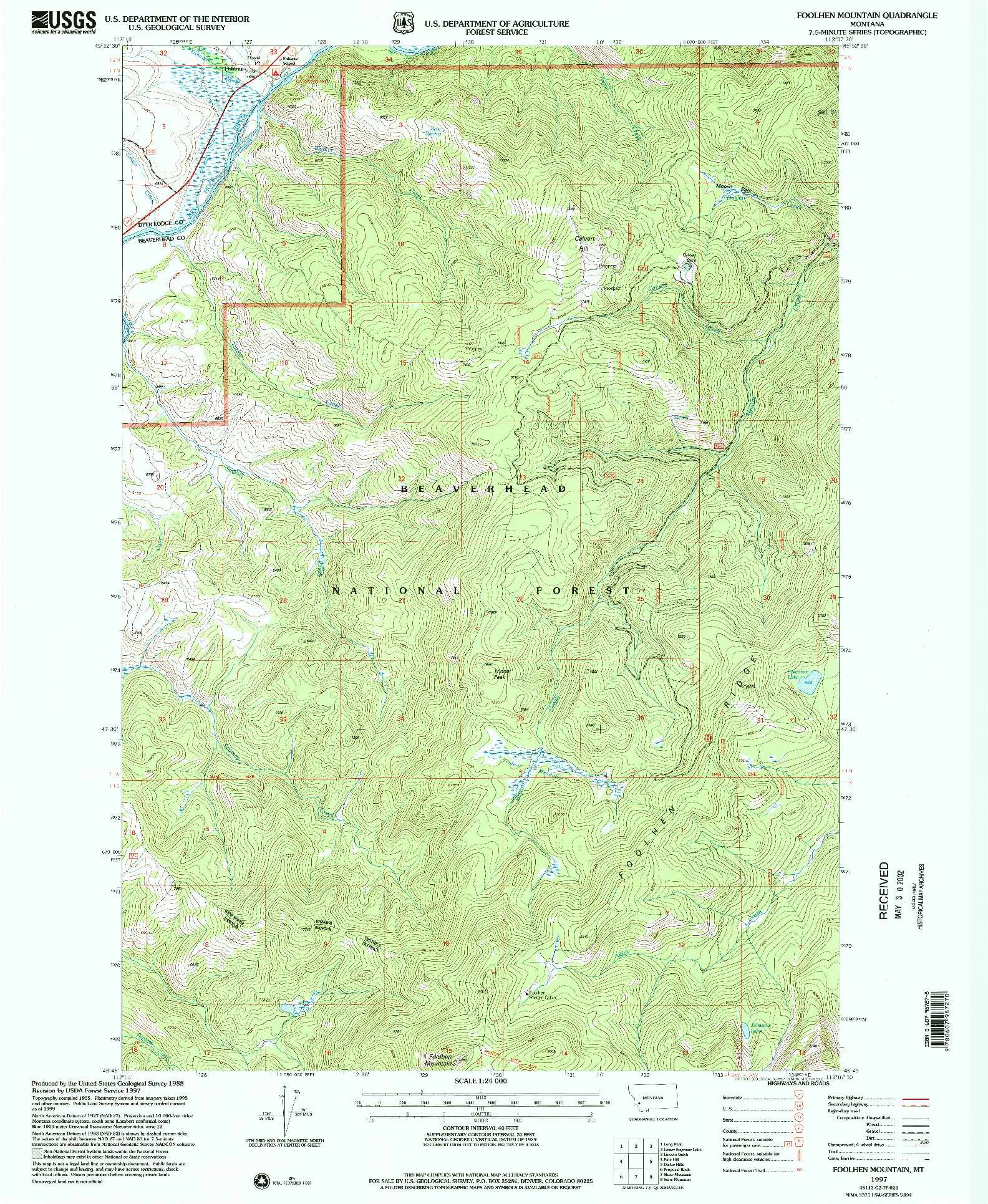 USGS 1:24000-SCALE QUADRANGLE FOR FOOLHEN MOUNTAIN, MT 1997