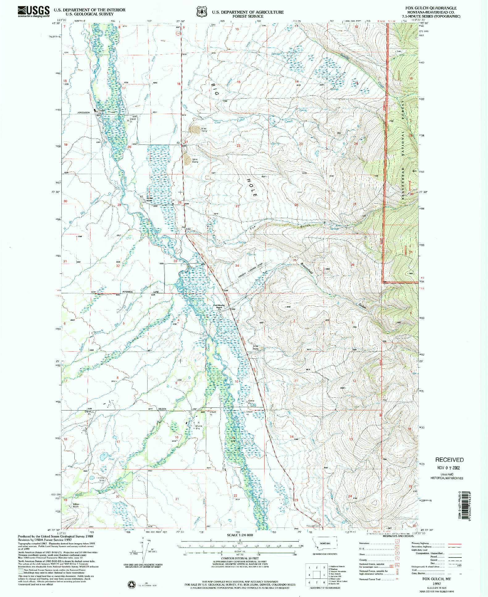 USGS 1:24000-SCALE QUADRANGLE FOR FOX GULCH, MT 1997