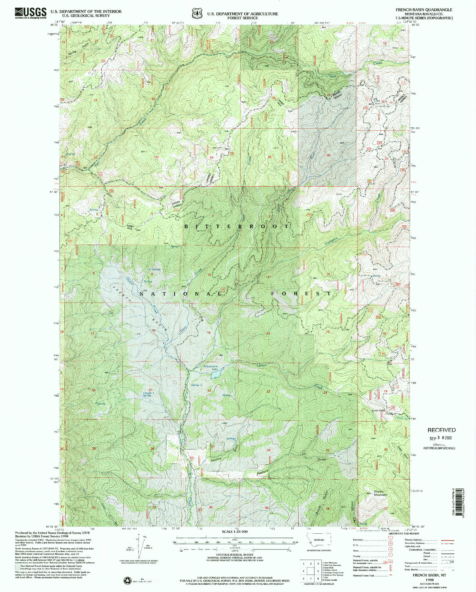 USGS 1:24000-SCALE QUADRANGLE FOR FRENCH BASIN, MT 1998