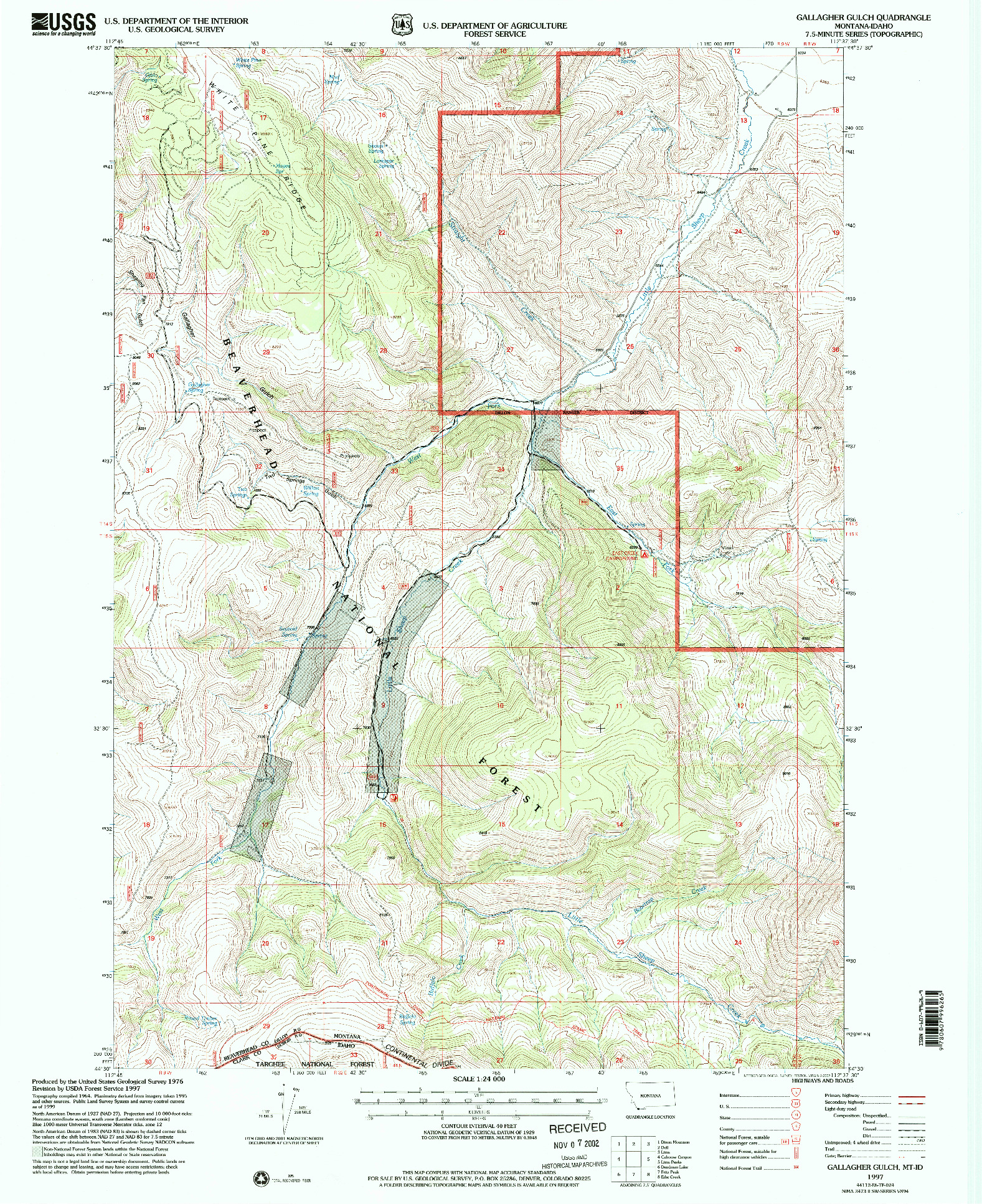 USGS 1:24000-SCALE QUADRANGLE FOR GALLAGHER GULCH, MT 1997