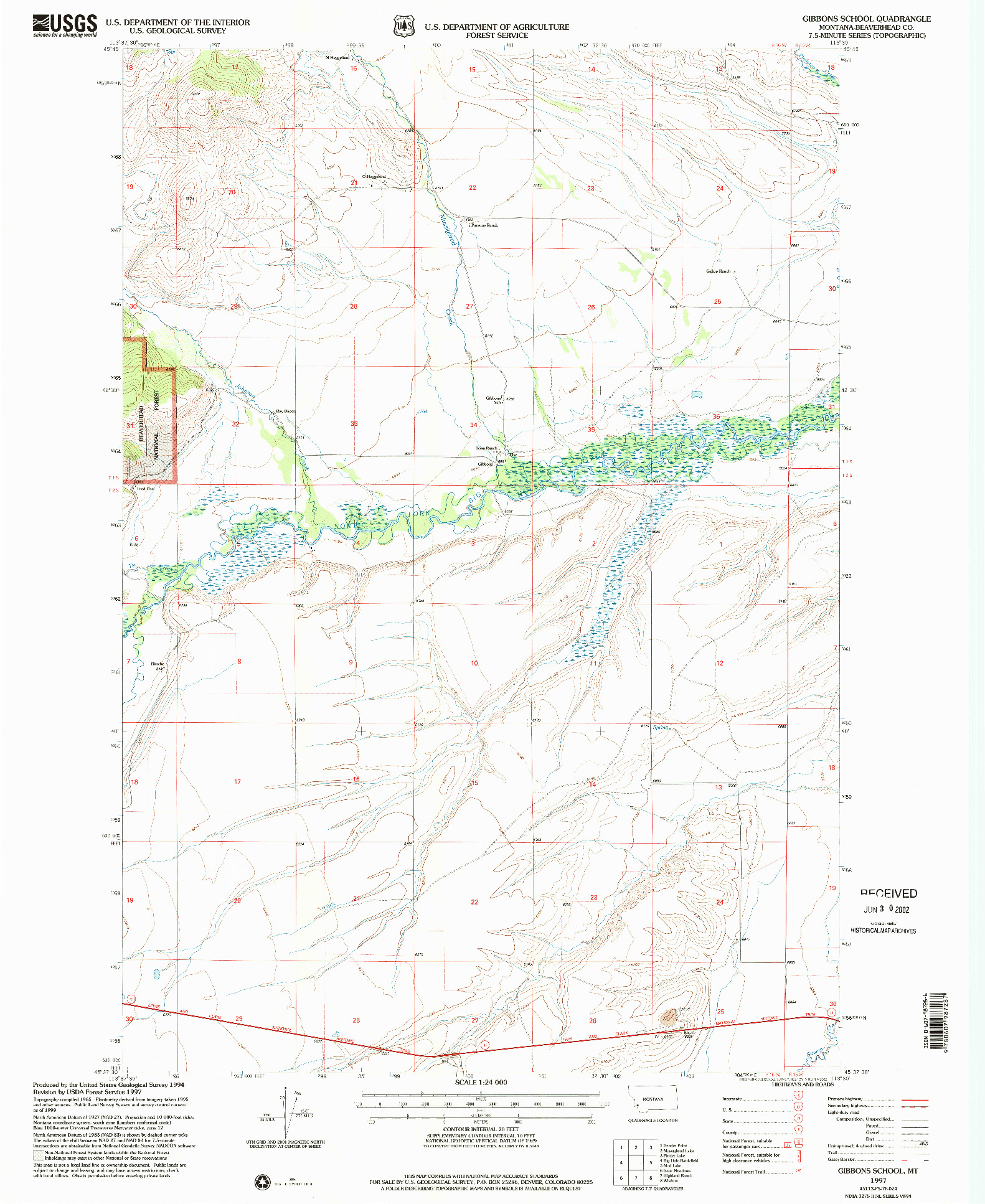 USGS 1:24000-SCALE QUADRANGLE FOR GIBBONS SCHOOL, MT 1997