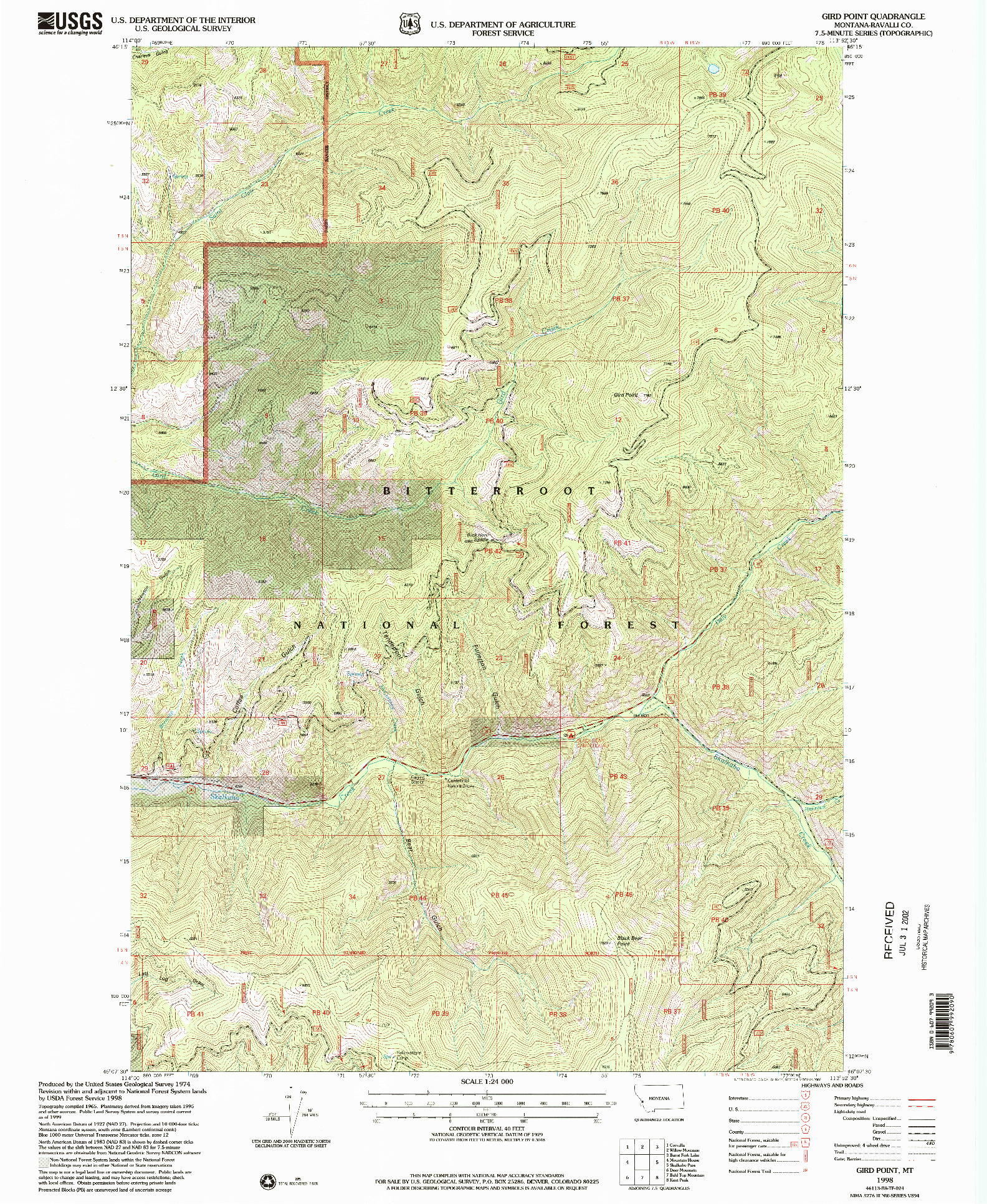 USGS 1:24000-SCALE QUADRANGLE FOR GIRD POINT, MT 1998