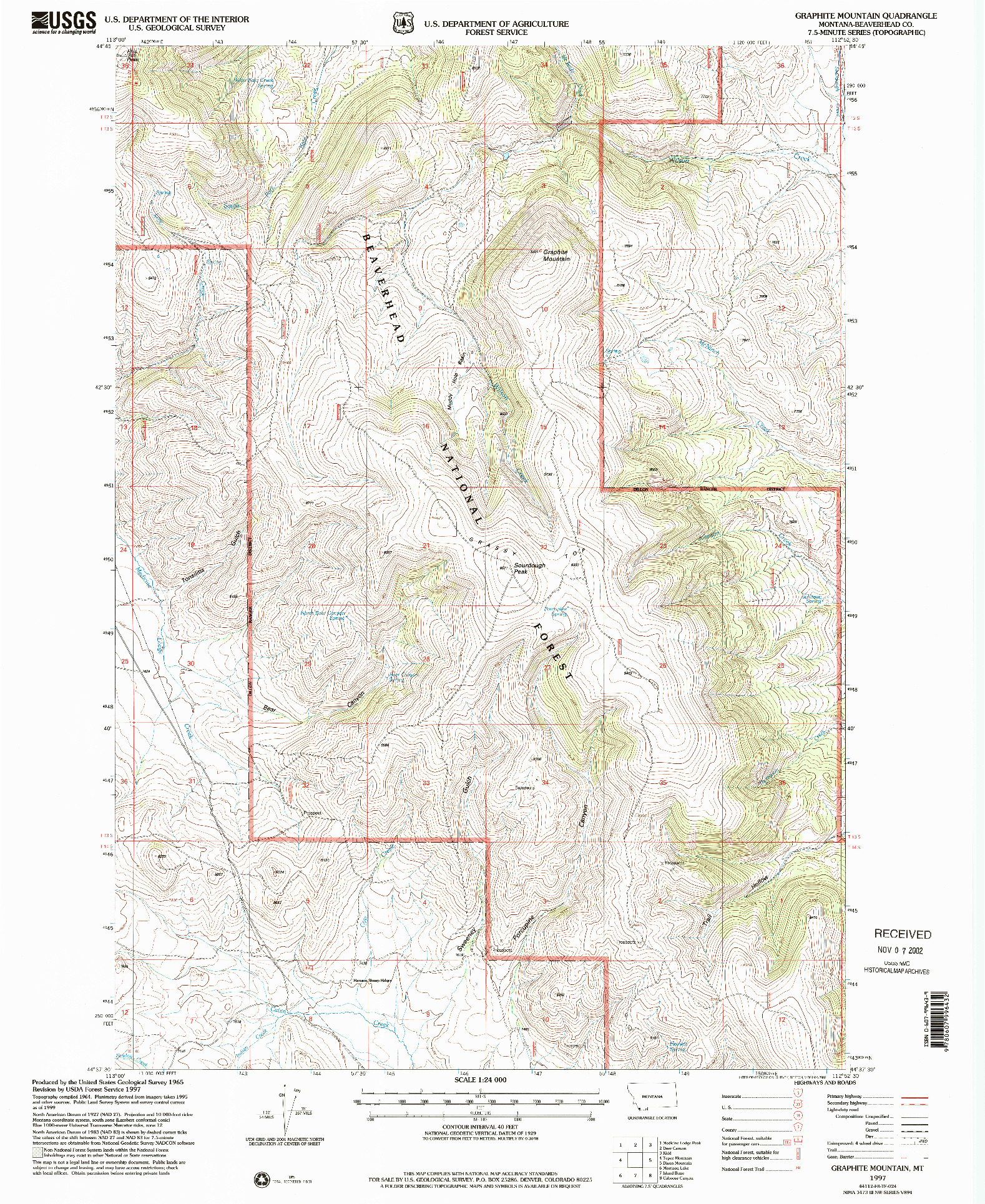 USGS 1:24000-SCALE QUADRANGLE FOR GRAPHITE MOUNTAIN, MT 1997