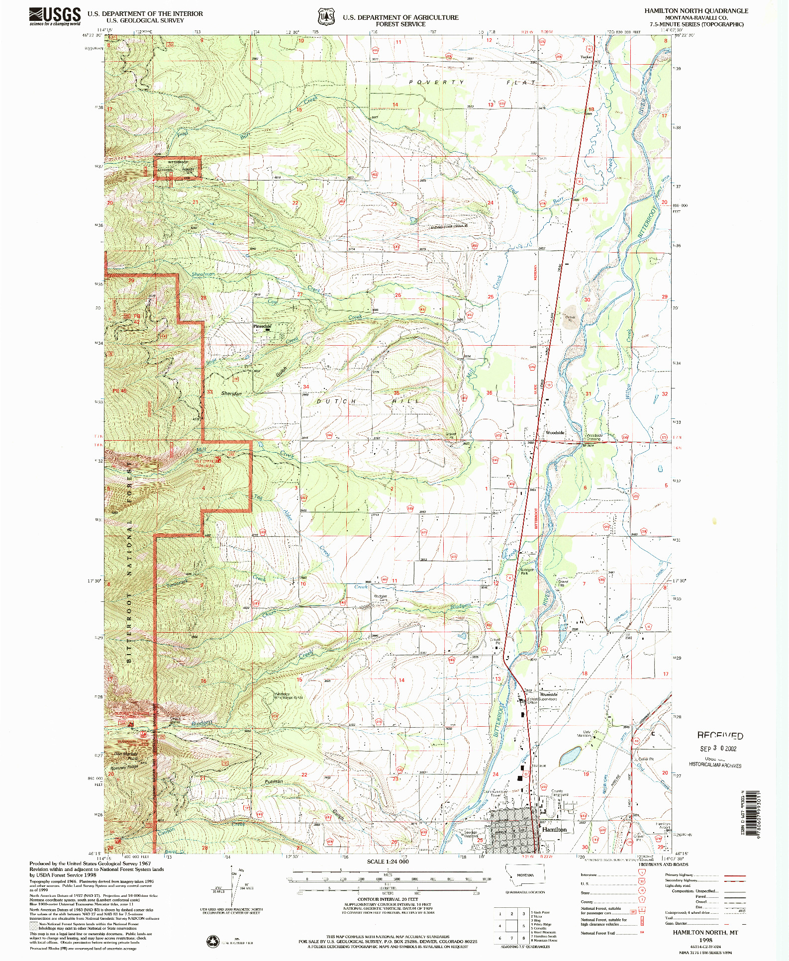 USGS 1:24000-SCALE QUADRANGLE FOR HAMILTON NORTH, MT 1998