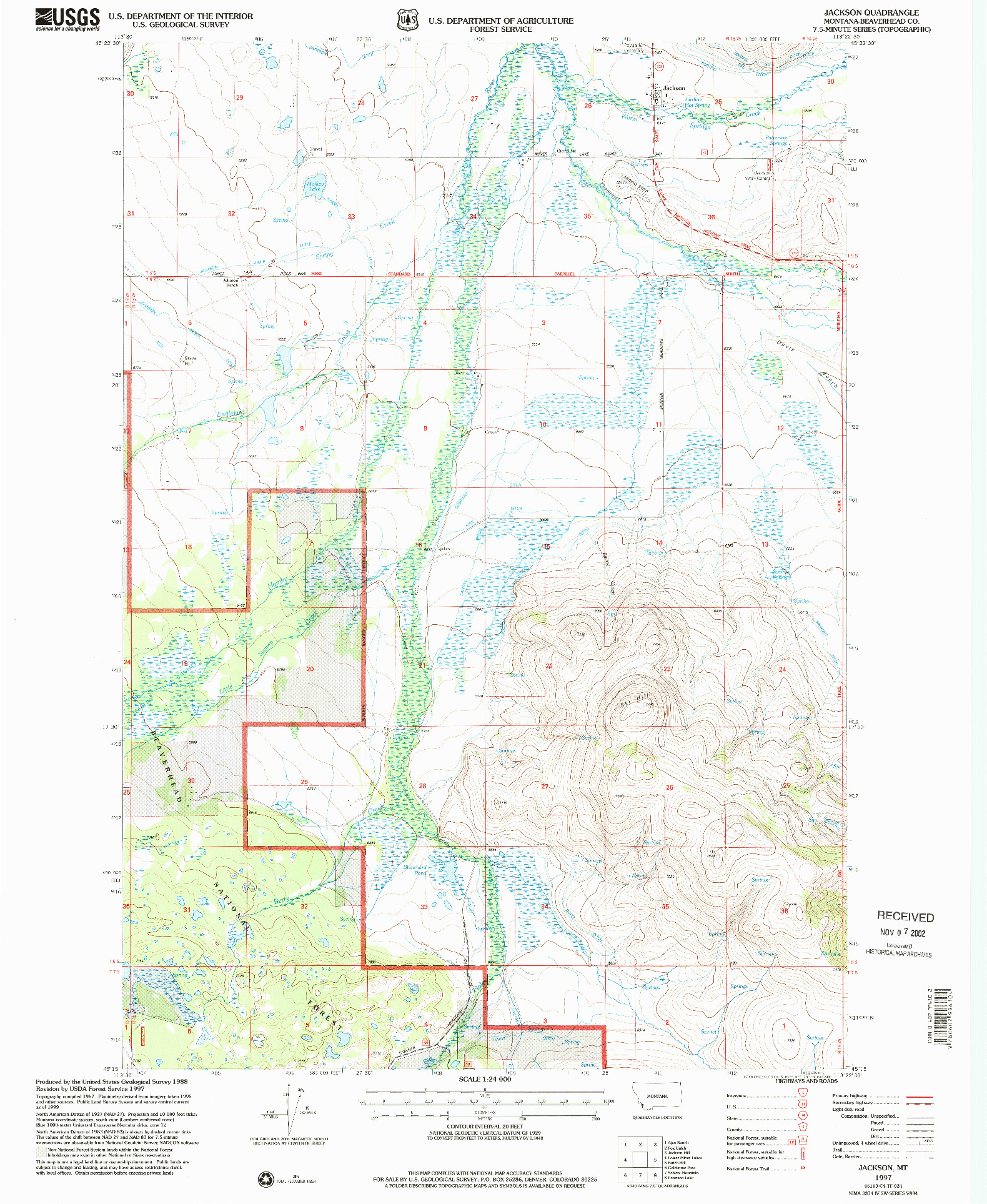 USGS 1:24000-SCALE QUADRANGLE FOR JACKSON, MT 1997