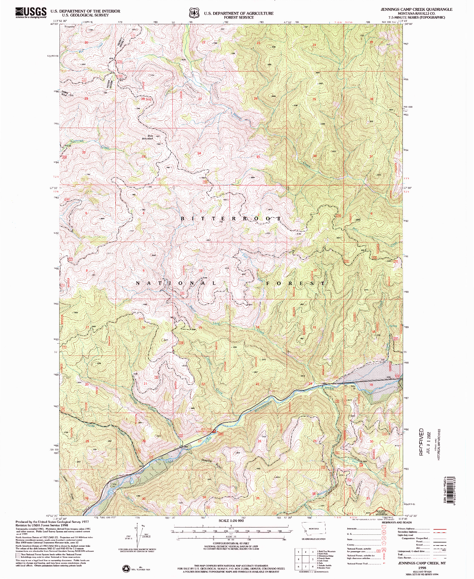 USGS 1:24000-SCALE QUADRANGLE FOR JENNINGS CAMP CREEK, MT 1998