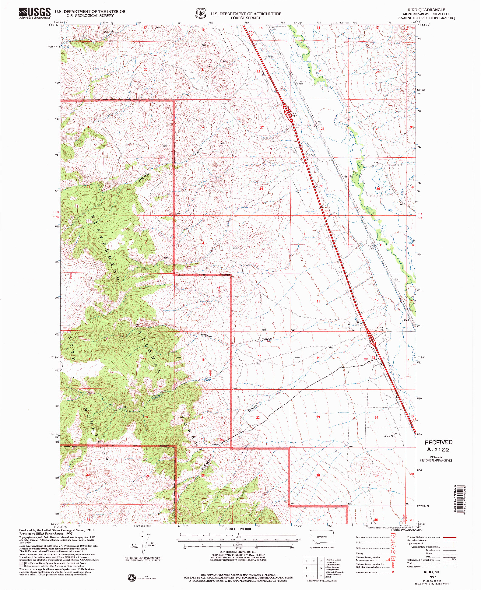 USGS 1:24000-SCALE QUADRANGLE FOR KIDD, MT 1997