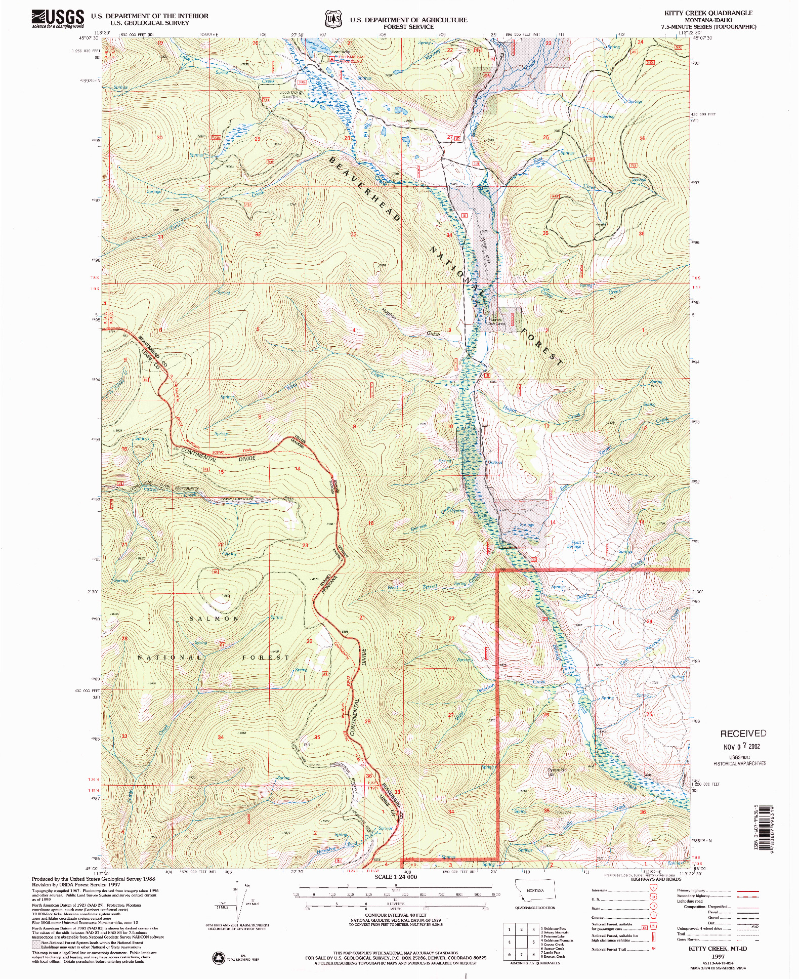 USGS 1:24000-SCALE QUADRANGLE FOR KITTY CREEK, MT 1997